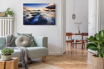 Sinus Art Leinwandbild 120x80cm Wandbild auf Leinwand Geothermale Landschaft Island Sonnenunt, (1 St)