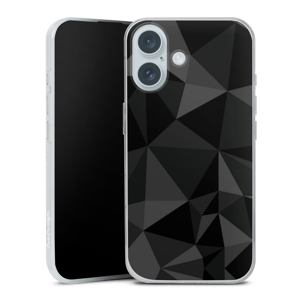 DeinDesign Handyhülle Geometric Muster Abstrakt Polygon Pattern Black, Apple iPhone 16 Plus Slim Case Silikon Hülle Ultra Dünn Schutzhülle