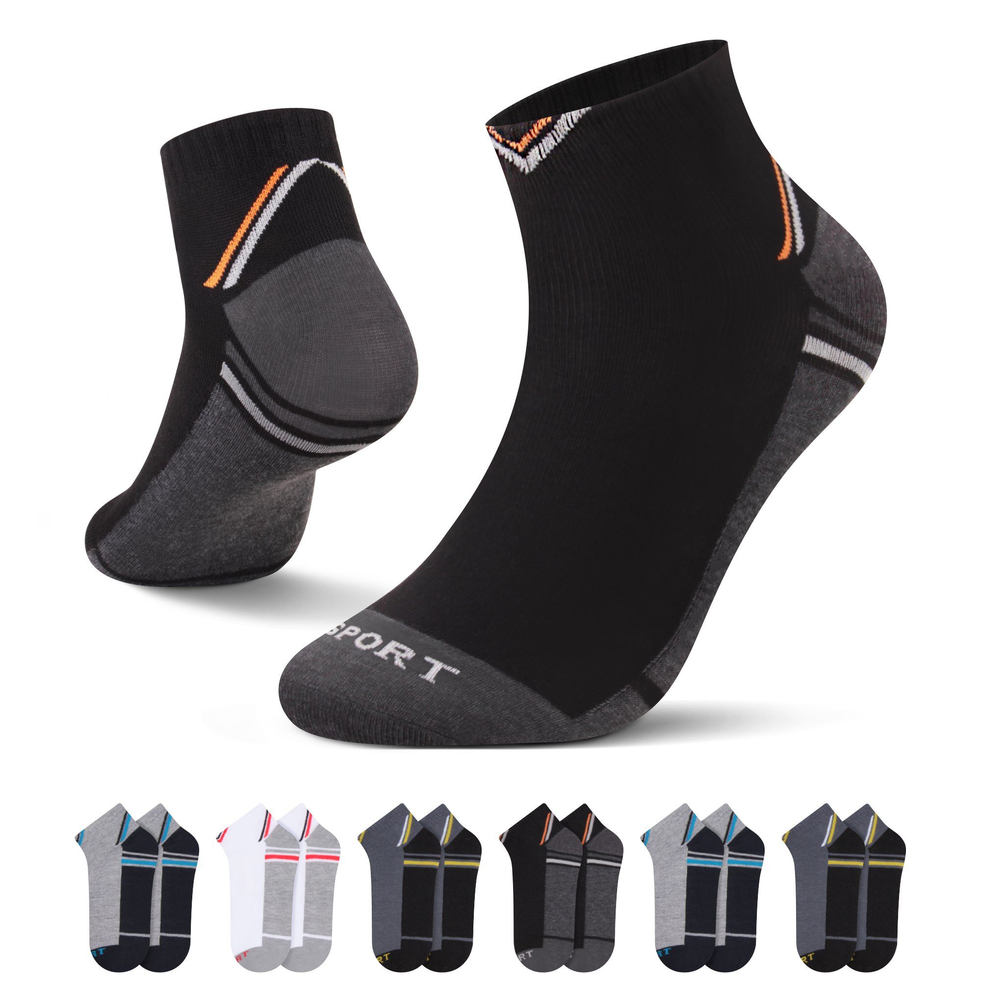 L&K Sneakersocken 92253 (12er-Pack) Herren Füßling aus Baumwolle