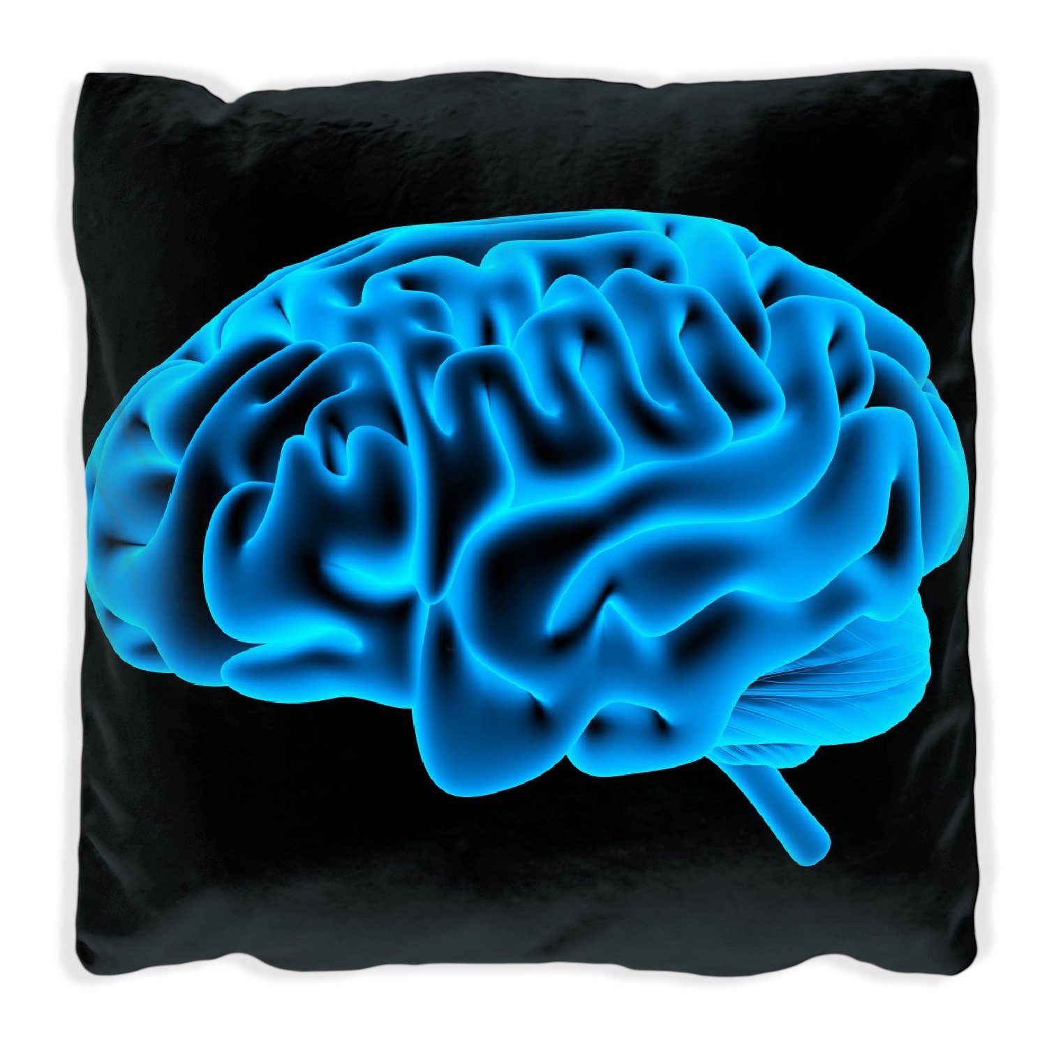 Wallario Dekokissen Menschliches Gehirn in leuchtend blauer Farbe, handgenäht
