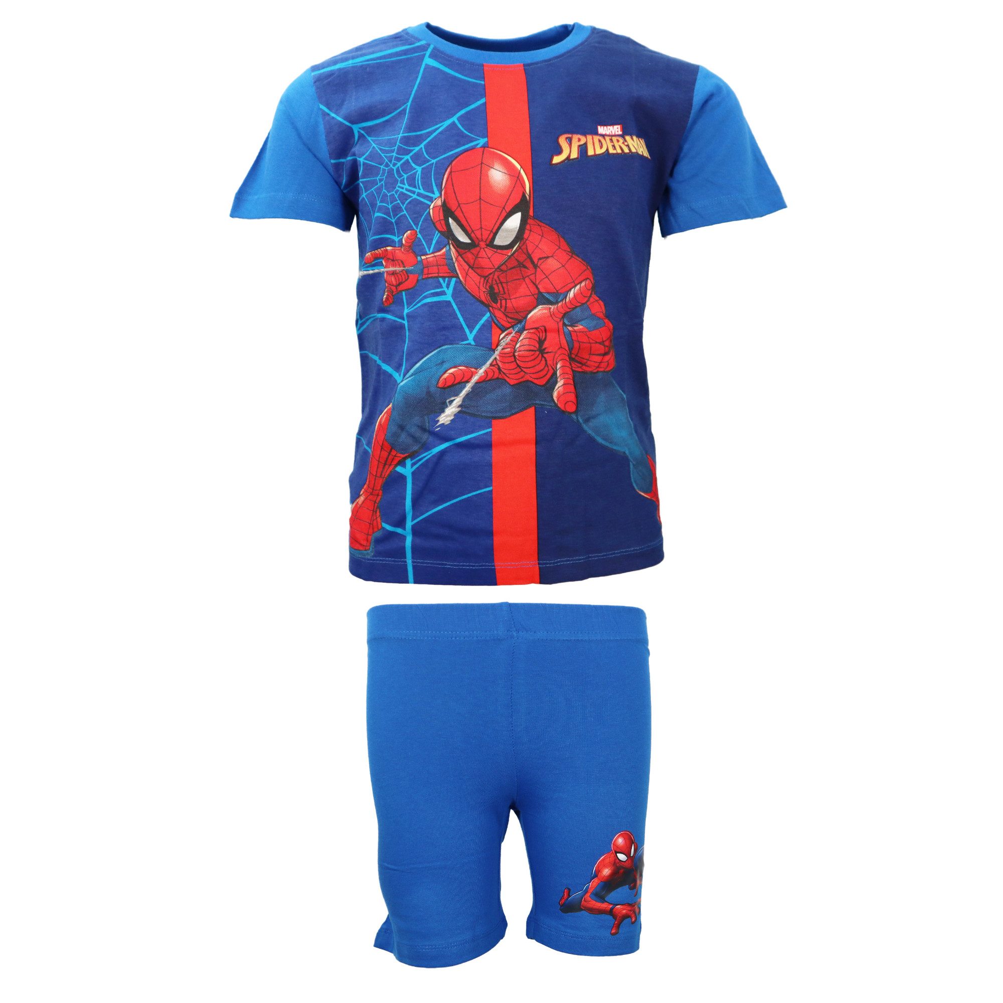 MARVEL Print-Shirt Marvel Spiderman Sommerset Shorts plus T-Shirt Gr. 98 bis 128, reine Baumwolle