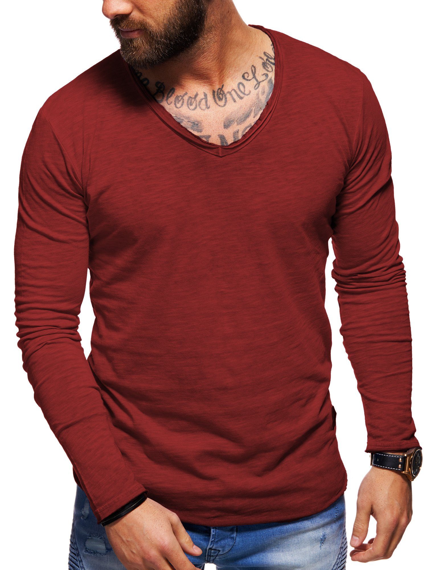 Style-Division Longsleeve SDJOLIET Basic V-Neck im Oversize-Look günstig online kaufen