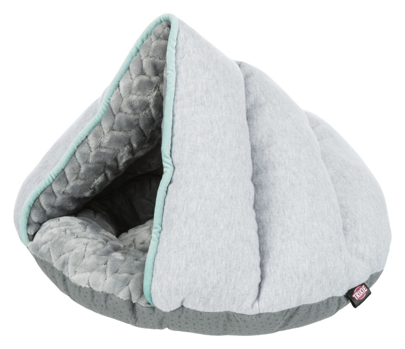 TRIXIE Tierhöhle Junior Kuschelhöhle für Welpen - hellgrau/mint - 45 × 30 × 40 cm