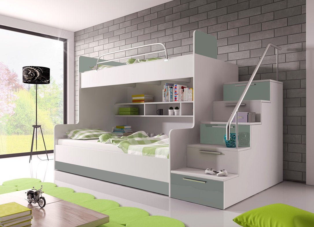 Luxusbetten24 Hochbett Kinderhochbett Heaven zwei Betten, Fächer und Schubl günstig online kaufen