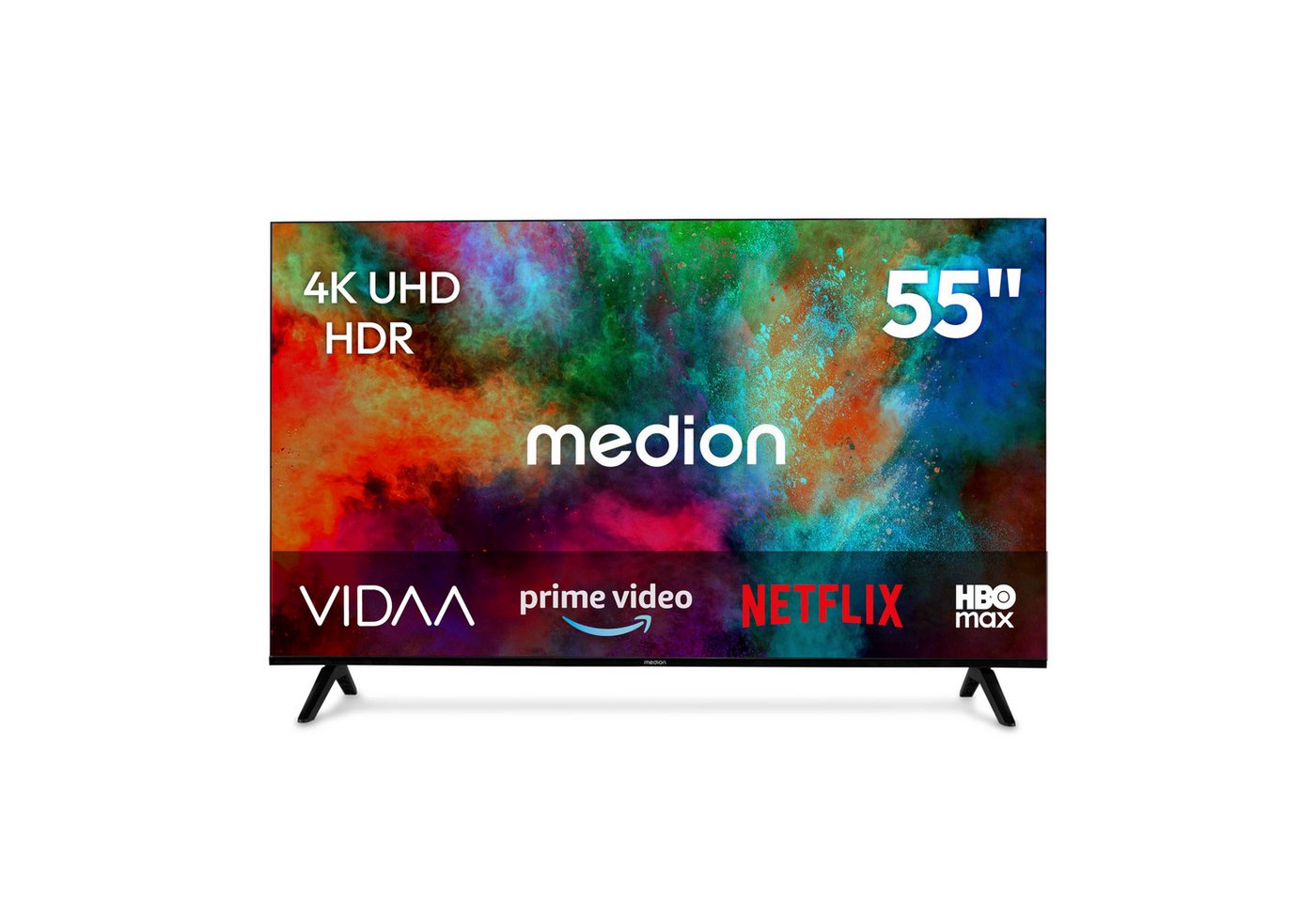 Medion® MD855201 LCD-LED Fernseher (138.8 cm/55 Zoll, 4K Ultra HD, Smart-TV, Netflix, HBO Max, Prime Video, Disney+, Magenta TV, AppleTV, WOW)