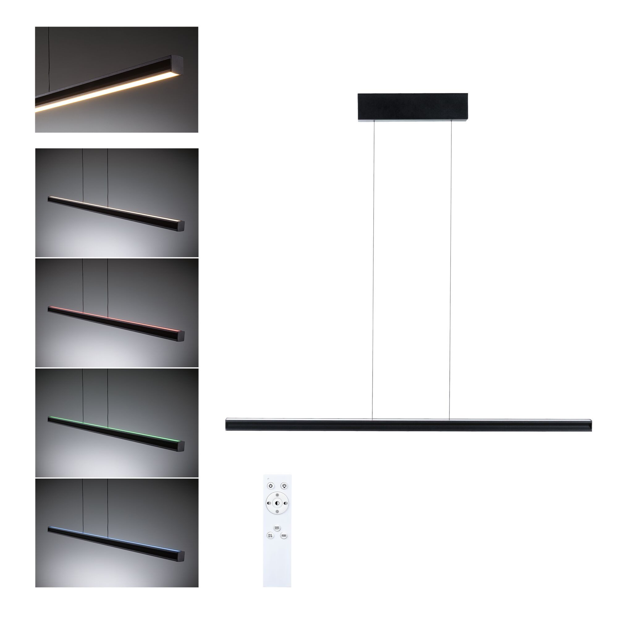 Paulmann LED Pendelleuchte LED Pendelleuchte Lesko RGBW+ dimmbar 1400lm / 120lm 19W / 3W Schwarz – Bild 2 von 5