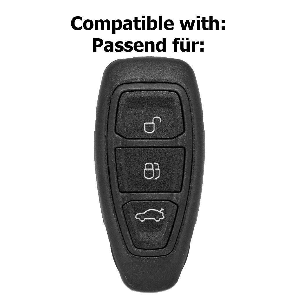 Ford Schlüsseltasche B-Max Tasten Silikon für Fiesta Autoschlüssel C-Max mt-key Kuga Schutzhülle Focus fluoreszierend S-Max Grün, 3 Mondeo Galaxy Softcase