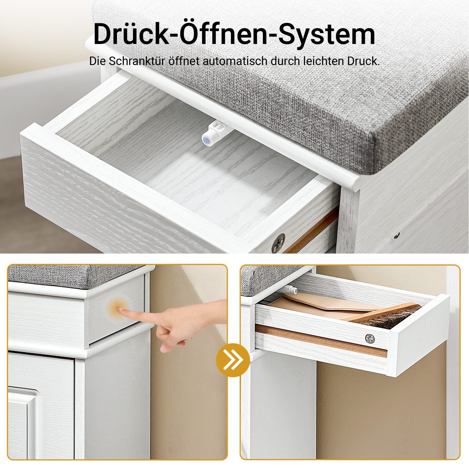 SoBuy Schuhschrank Schuhkipper, Schuhregal, Schuhbank, mit Klappen mit 1/2/3/4 Klappen, Schuhschrank schmal, Schuhbank Schuhablage, Flur