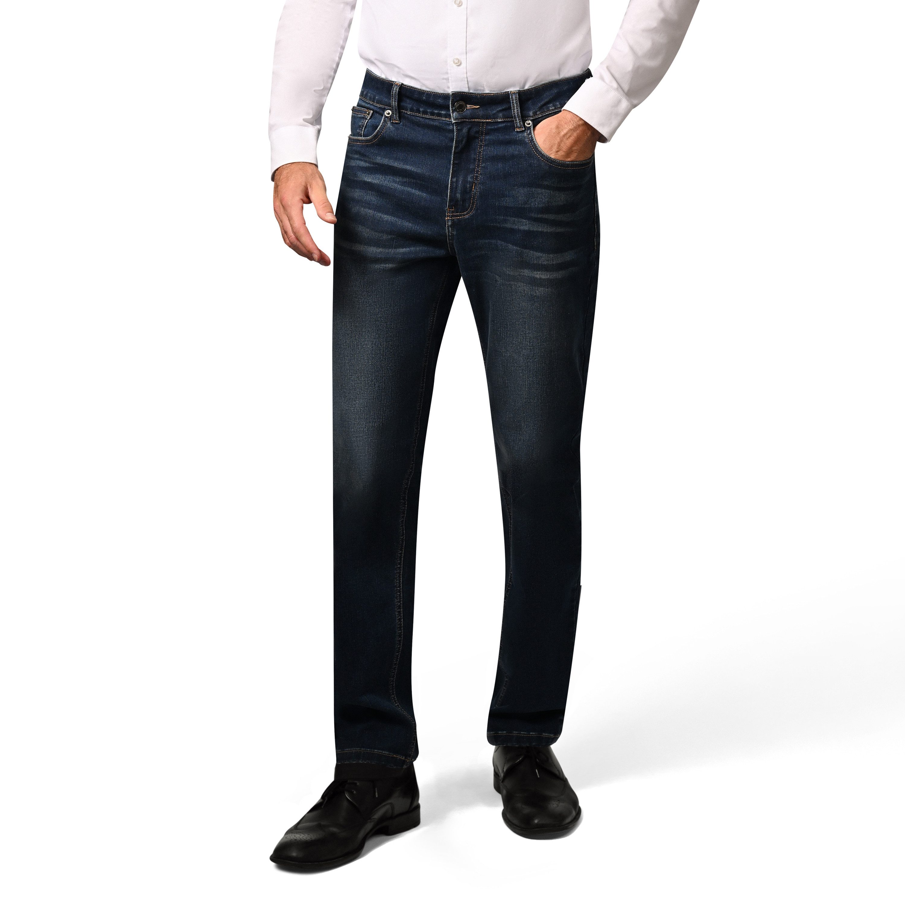 Hirschthal Regular-fit-Jeans Herren Jeans Dunkelblaue Denim Jeans im modern günstig online kaufen