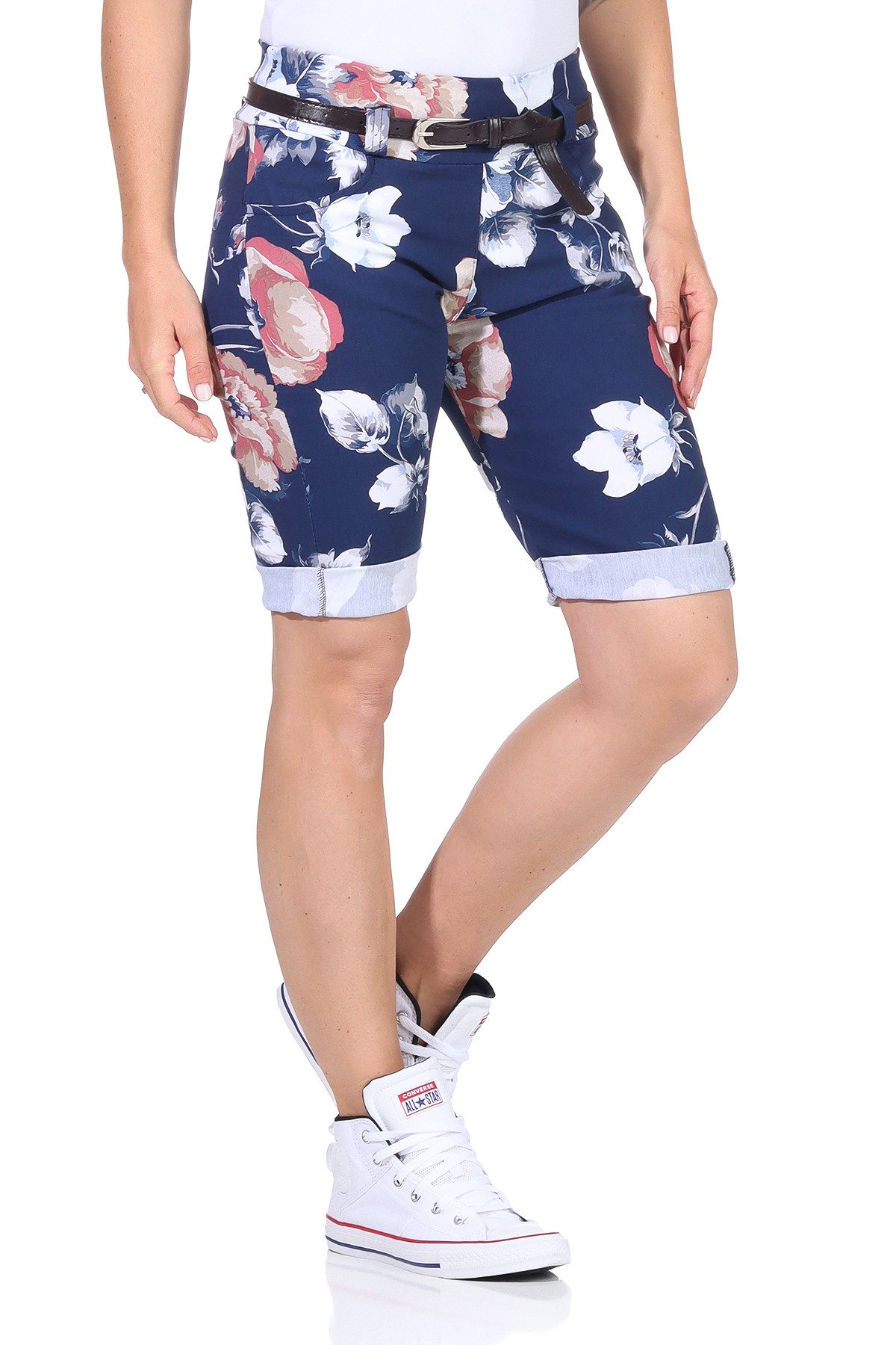 simaranda Bermudas 45 Capri Hose Shorts kurz Sommer Joggpants (mit abnehmbaren Gürtel)