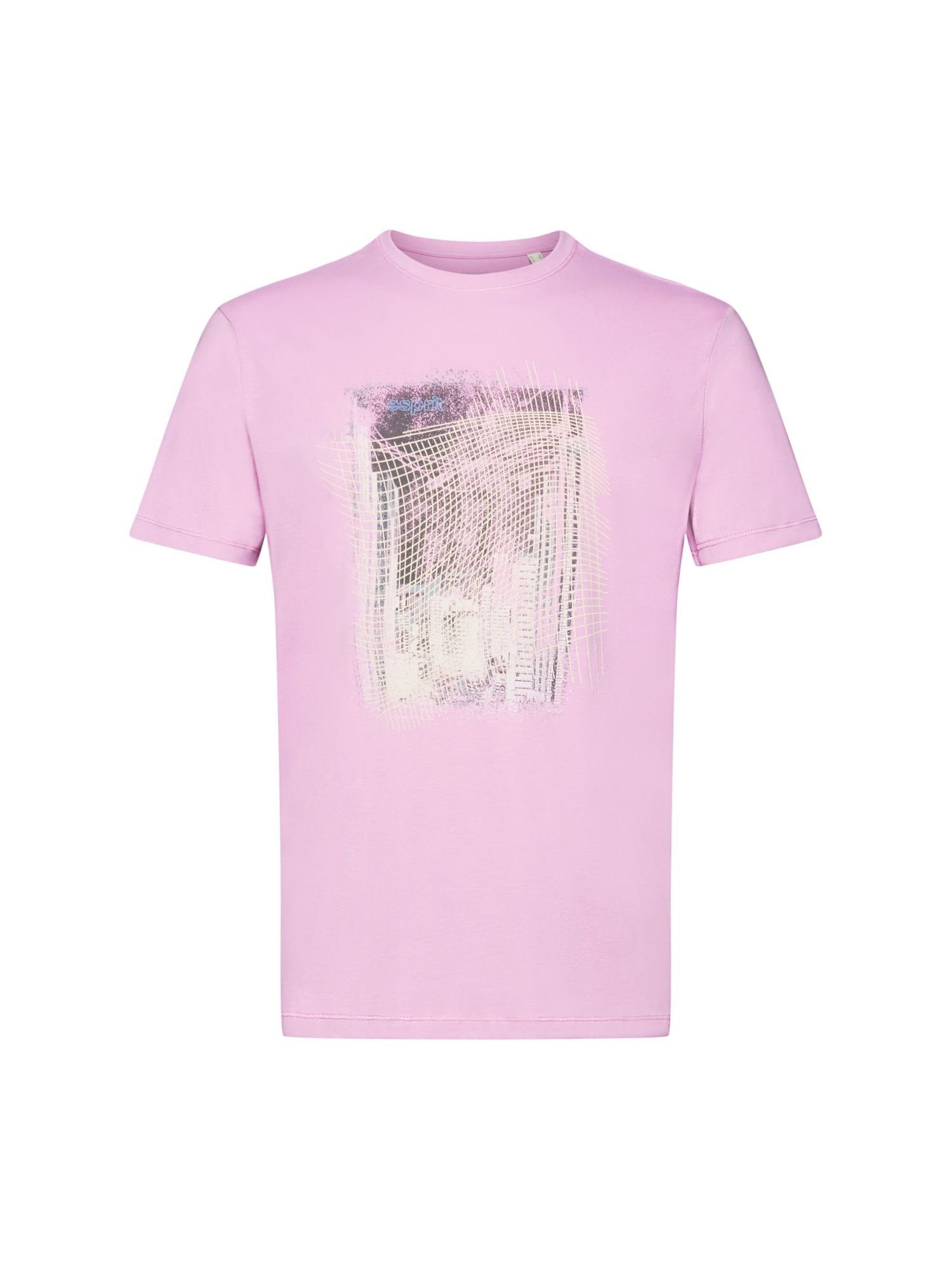 edc by Esprit T-Shirt Print-T-Shirt aus nachhaltiger Baumwolle LILAC (1-tlg)