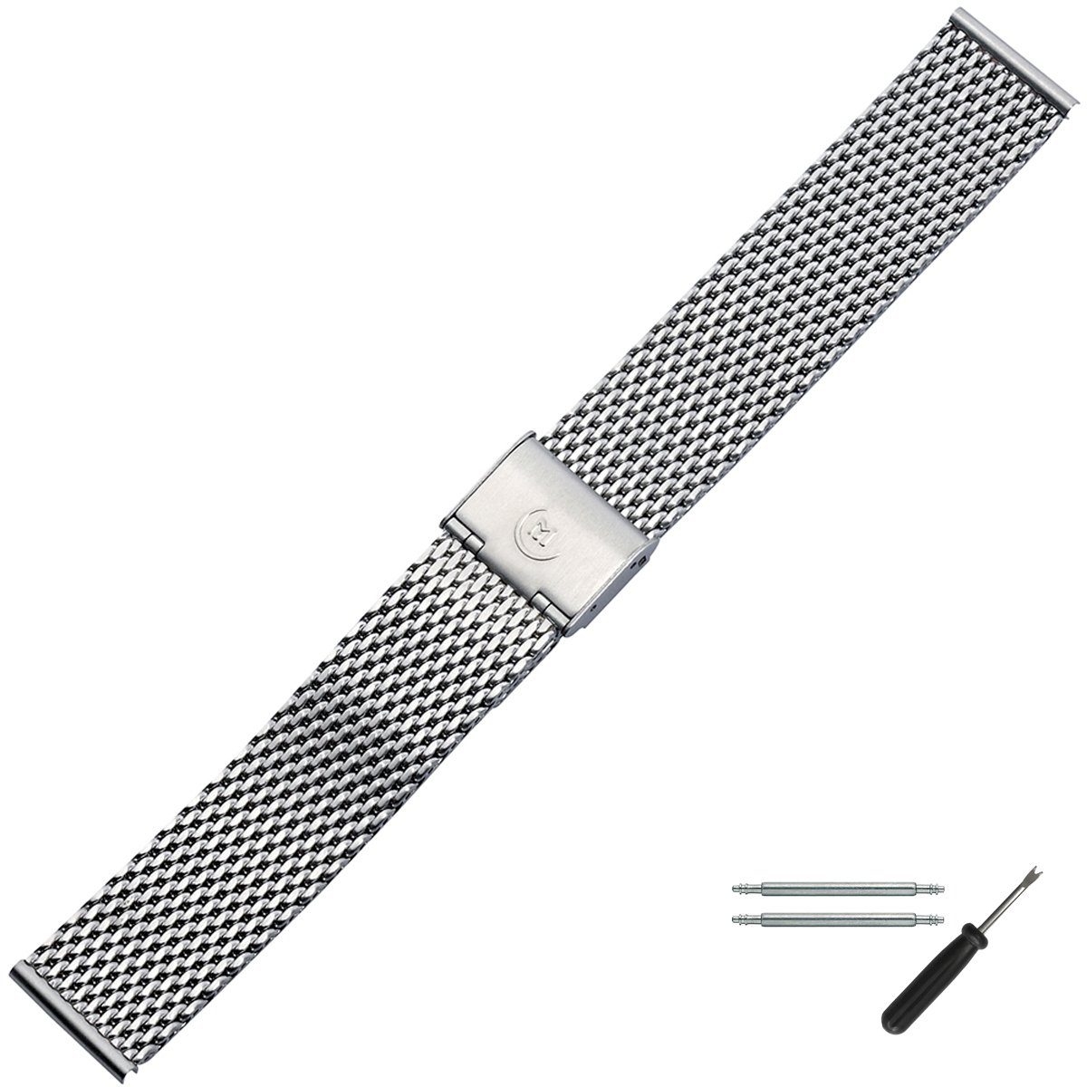 MARBURGER Uhrenarmband 22mm Edelstahl Silber Milanaise