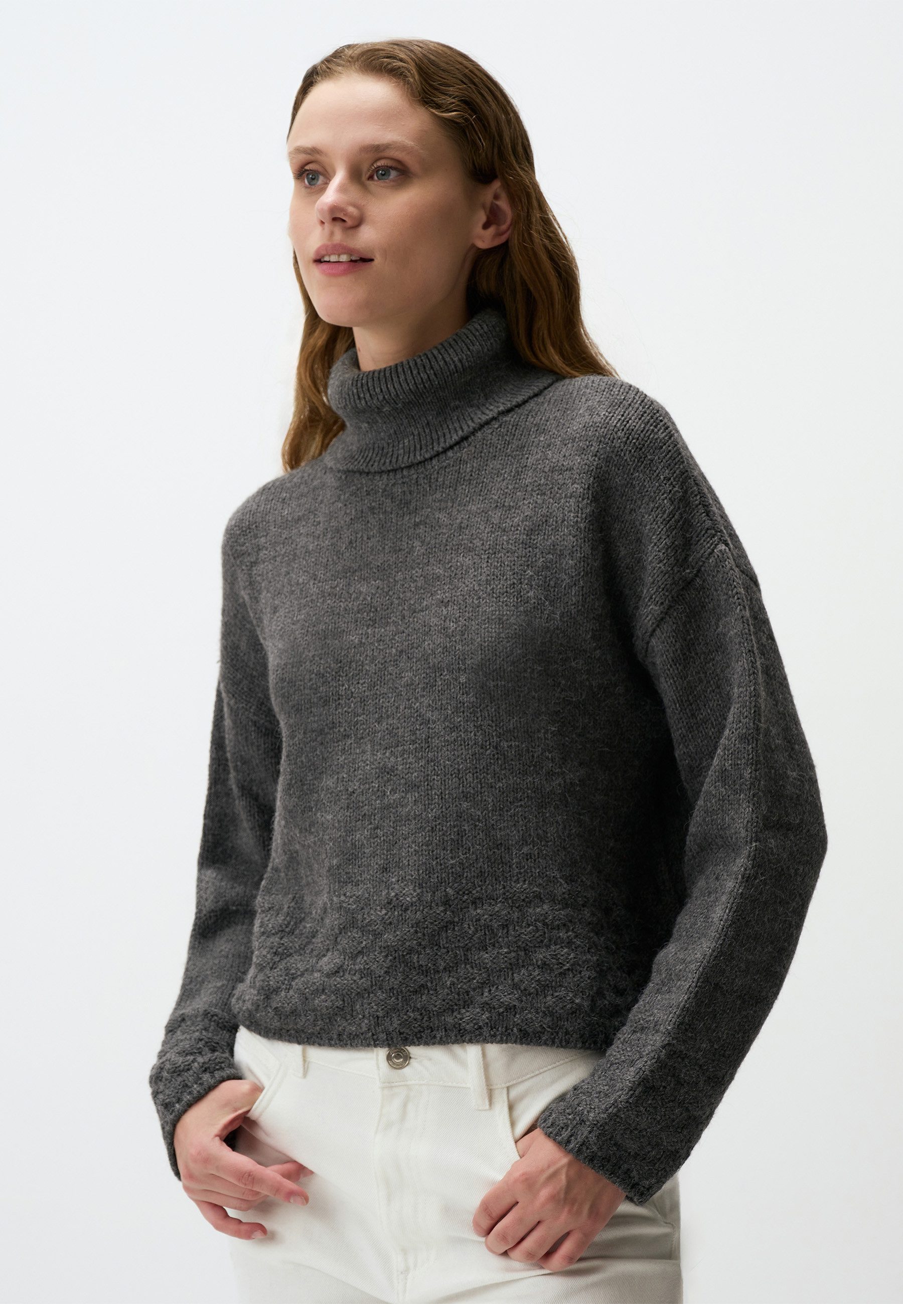 Strickpullover Langärmliger Rollkragenpullover Mit Kurzem Pullover