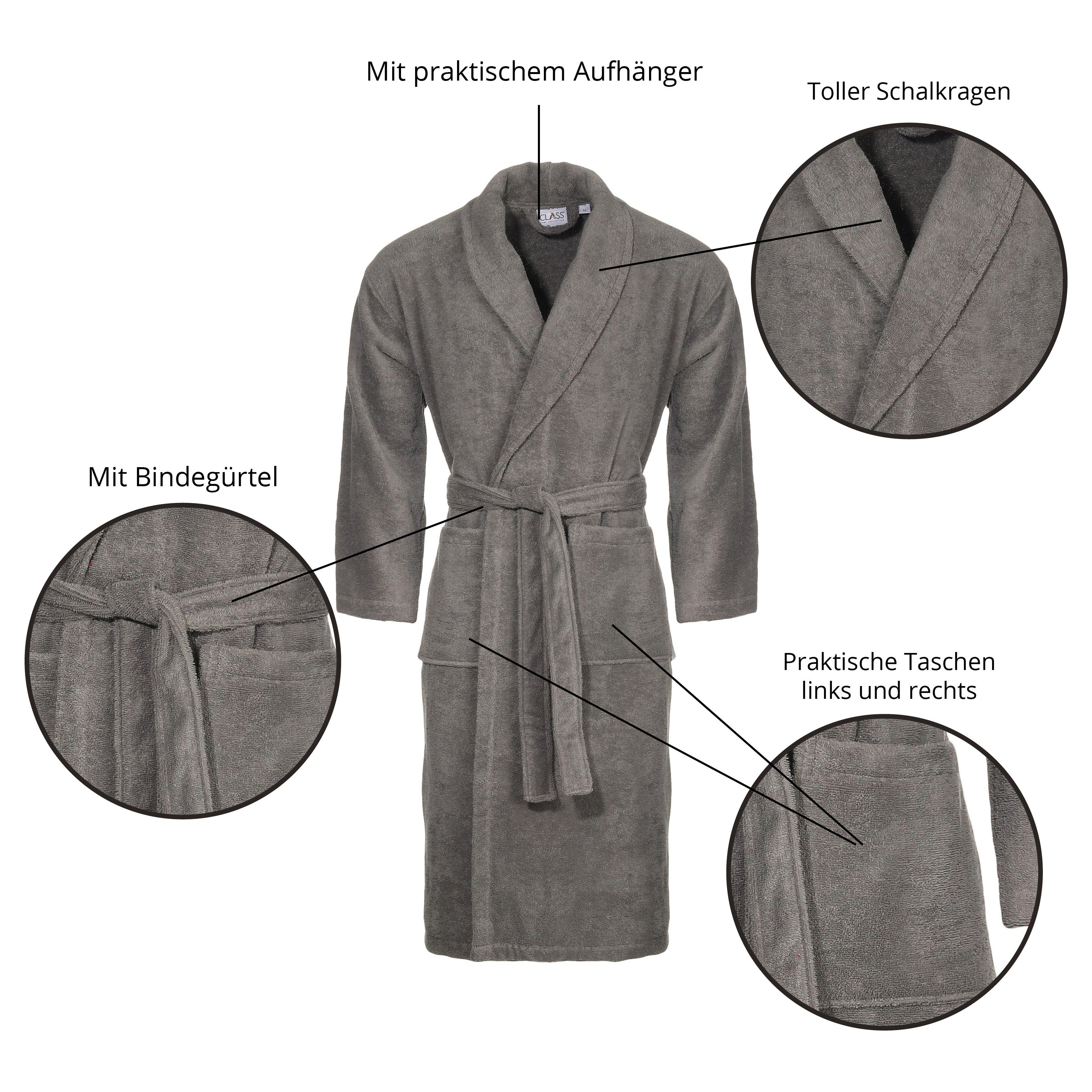 CLASS HOME COLLECTION Unisex-Bademantel Class Home Collection Unisex Damen Herren Bademantel, Morgenmantel mit Schalkragen, Saunamantel 100% Baumwolle mit aufgesetzten Taschen und Gürtel, Schalkragen, Gürtel, Mit zwei aufgesetzten Taschen und Bindegürtel