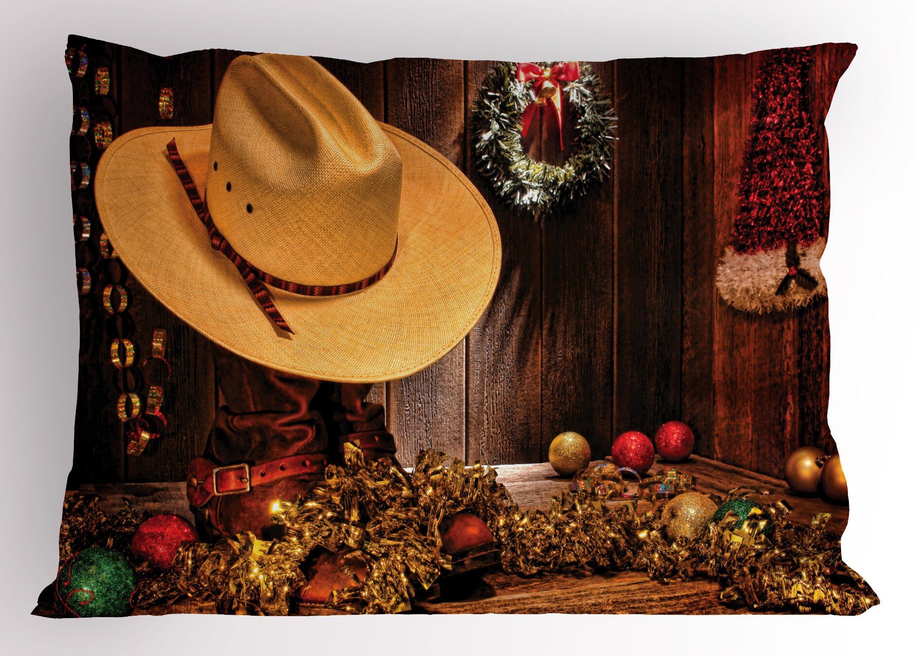 Urlaub Bauernhof Weihnachten Dekorativer dem auf Kissenbezüge Stück), Standard Size King Western Abakuhaus (1 Gedruckter Kissenbezug,