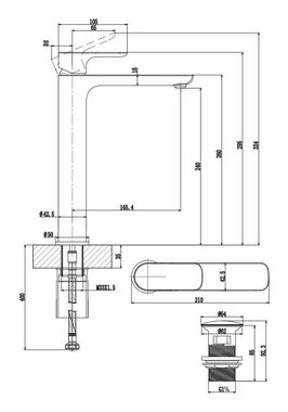 Villeroy & Boch Waschtischarmatur O.novo Einhebel, mit Push-Open-Ablaufgarnitur, Standmontage - Chrom