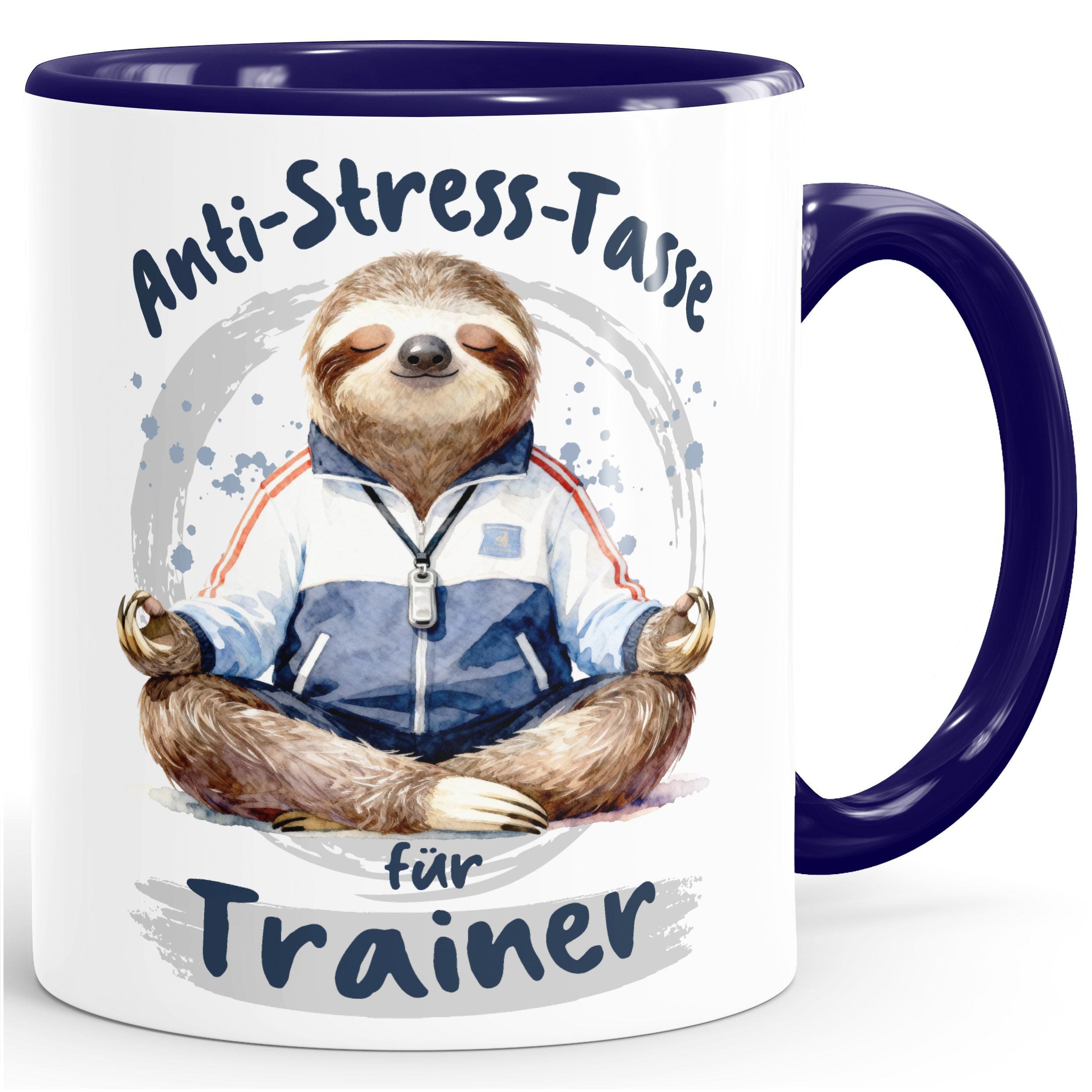MoonWorks Tasse Kaffee-Tasse Geschenk Trainer Anti Stress Bürotasse Faultier Lustig, Keramik