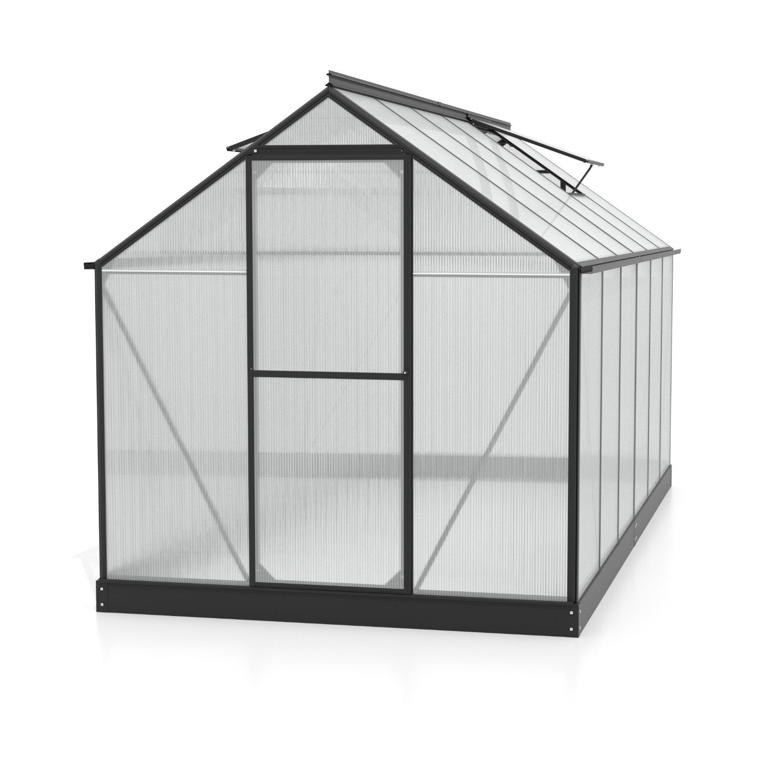 Vitavia Gewächshaus Triton 7500, 4 mm Wandstärke, mit 4 oder 6 mm HKP, mit Regenrinne I Schiebe- und Schwingtür in einem