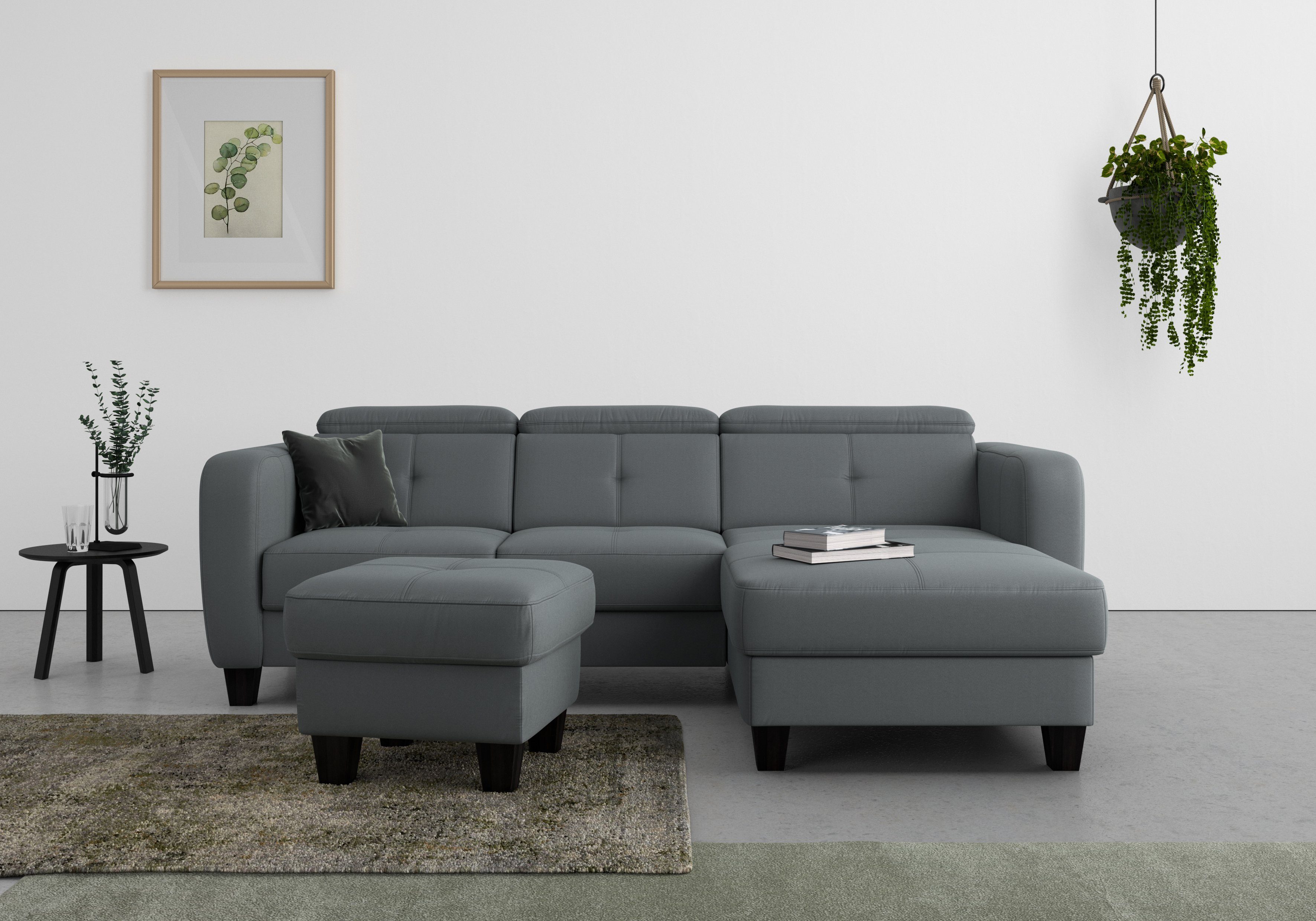 sit&more Ecksofa Belluci, inklusive wahlweise mit Bettkasten und Bettfunktion Federkern