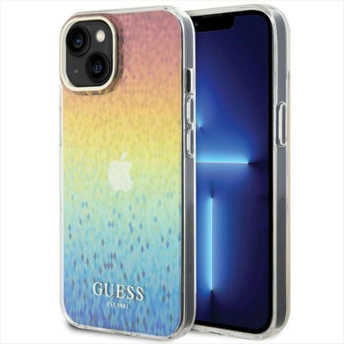 Guess Smartphone-Hülle Guess Apple iPhone 15 Schutzhülle Cover Hülle Mirror Disco Mehrfarbig