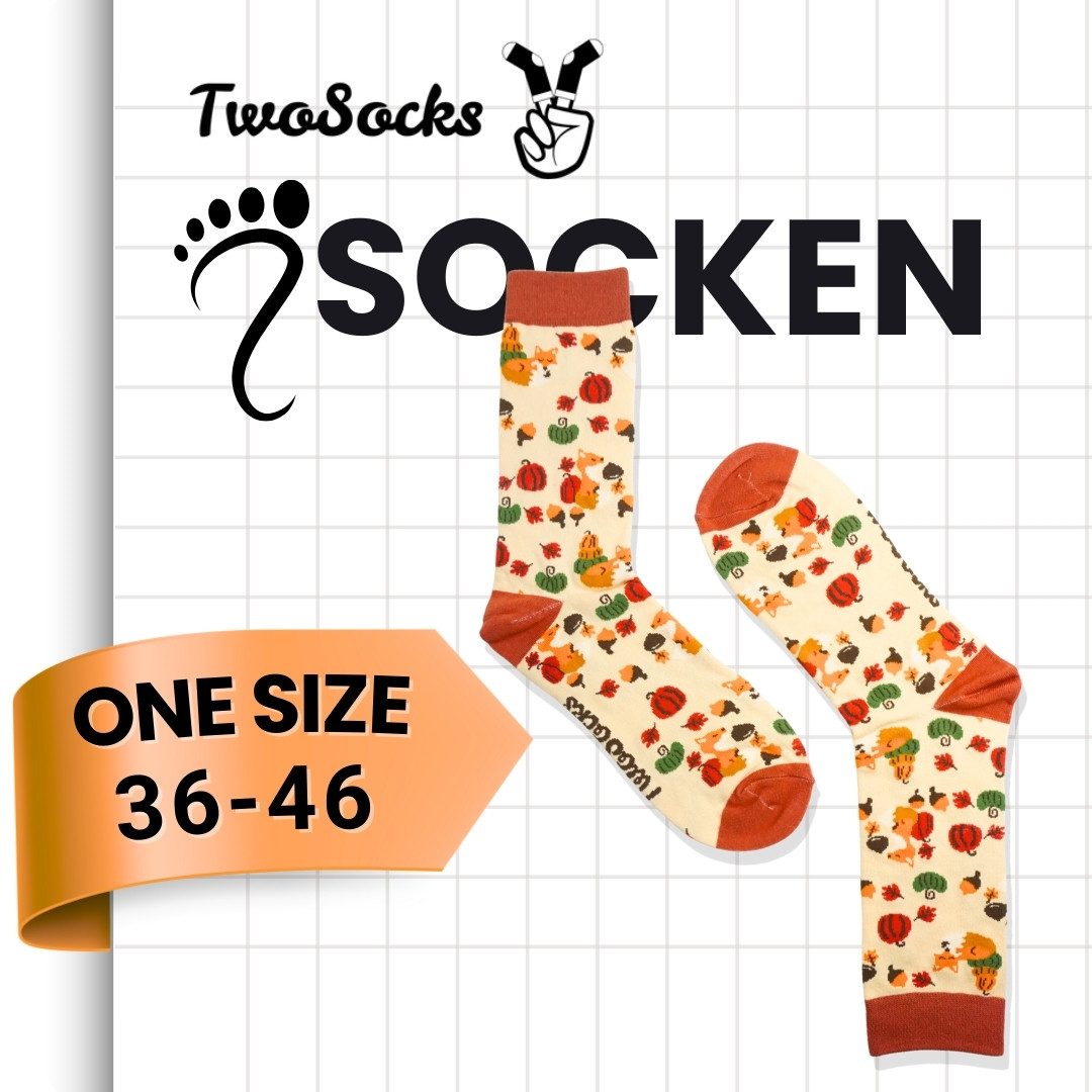 TwoSocks Freizeitsocken Lustige Fuchs Socken Herren & Damen aus Baumwolle, Einheitsgröße