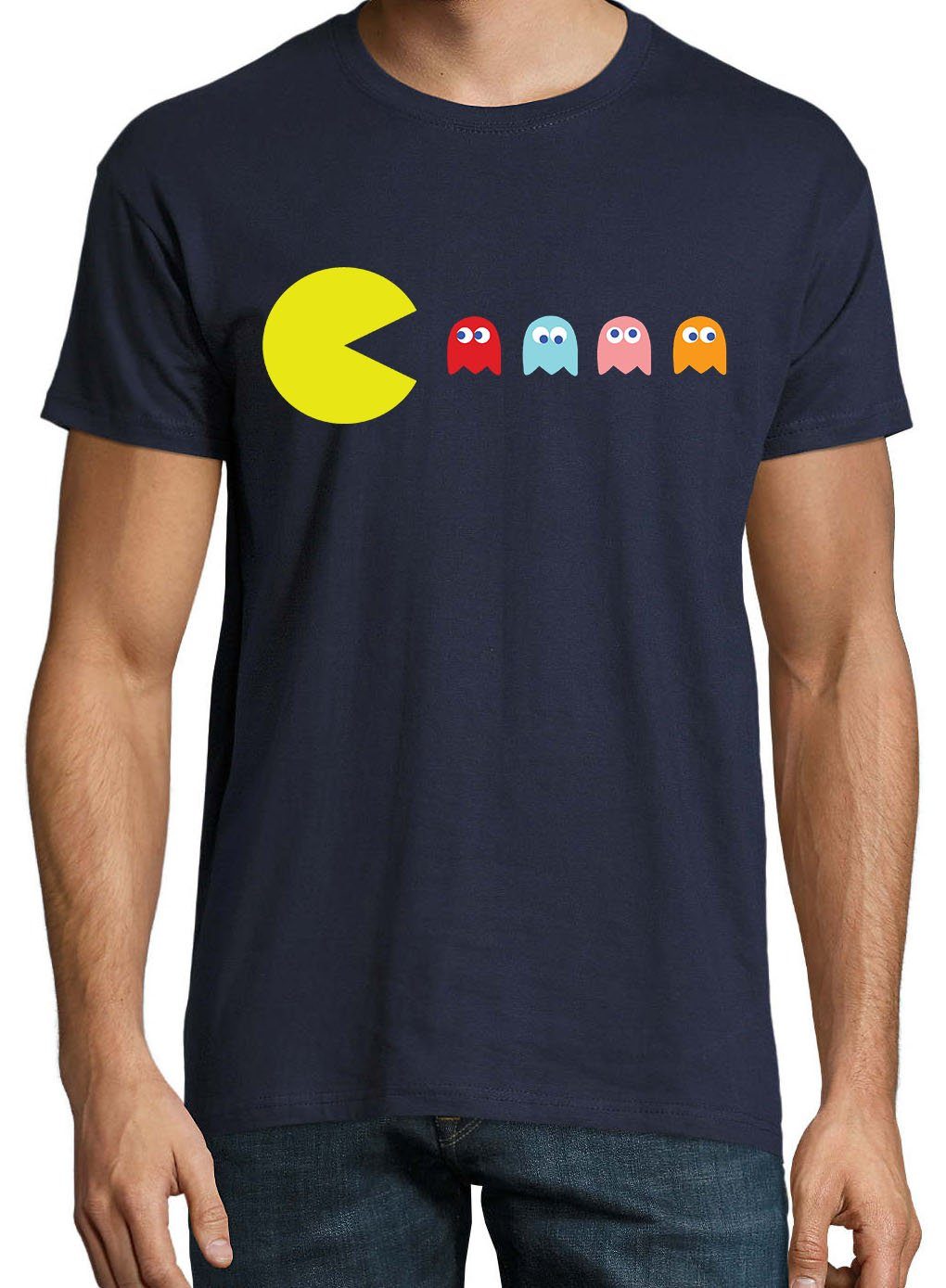 Designz Gaming Shirt Youth Vintage Navyblau T-Shirt Herren Frontprint trendigem mit