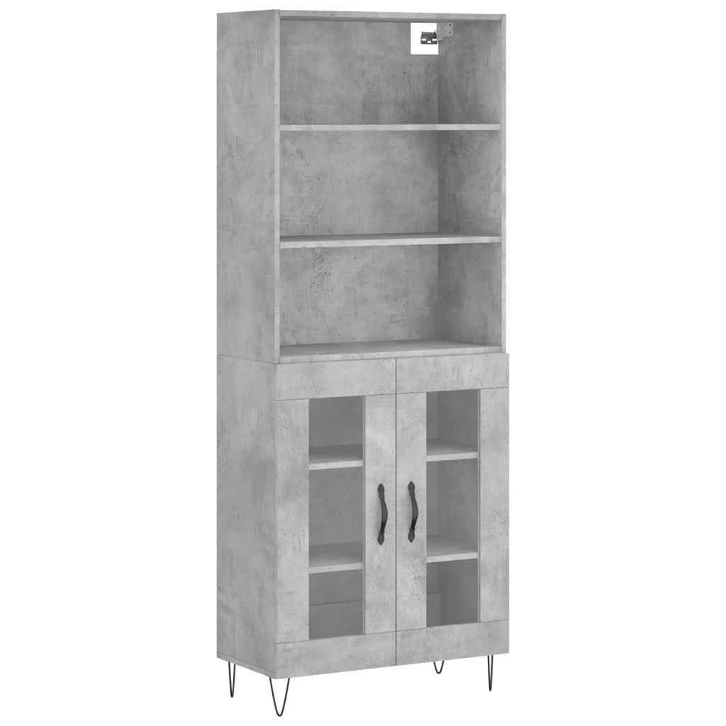 vidaXL Highboard Highboard Betongrau 69,5x34x180 cm Holzwerkstoff (1 St)