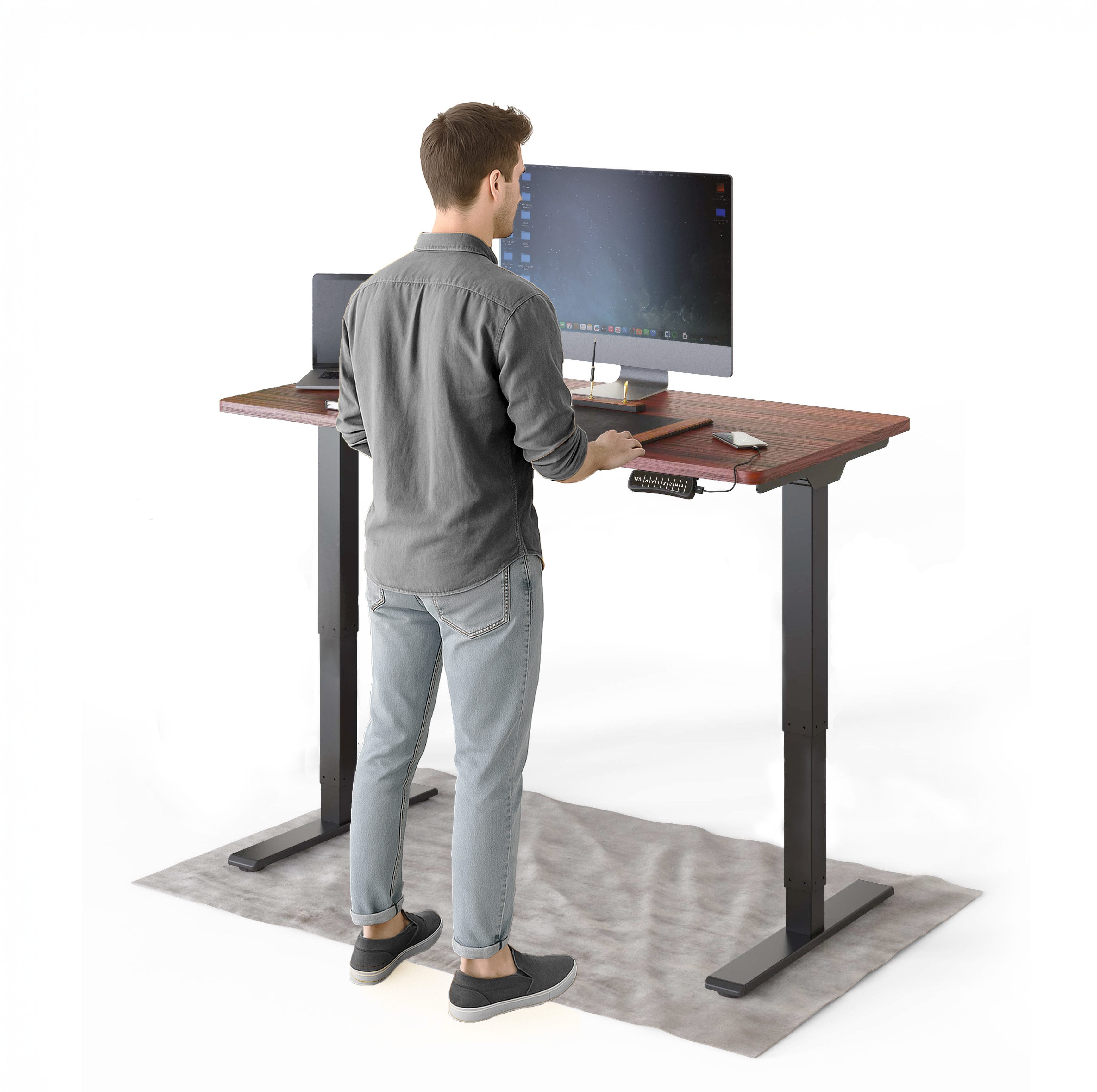 DESKSPACE Schreibtisch Pro Plus Höhenverstellbarer Elektrischer Schreibtisch (Komplettset mit Tischgestell und Tischplatte), mit Memory Funktion und Kollisionsschutz
