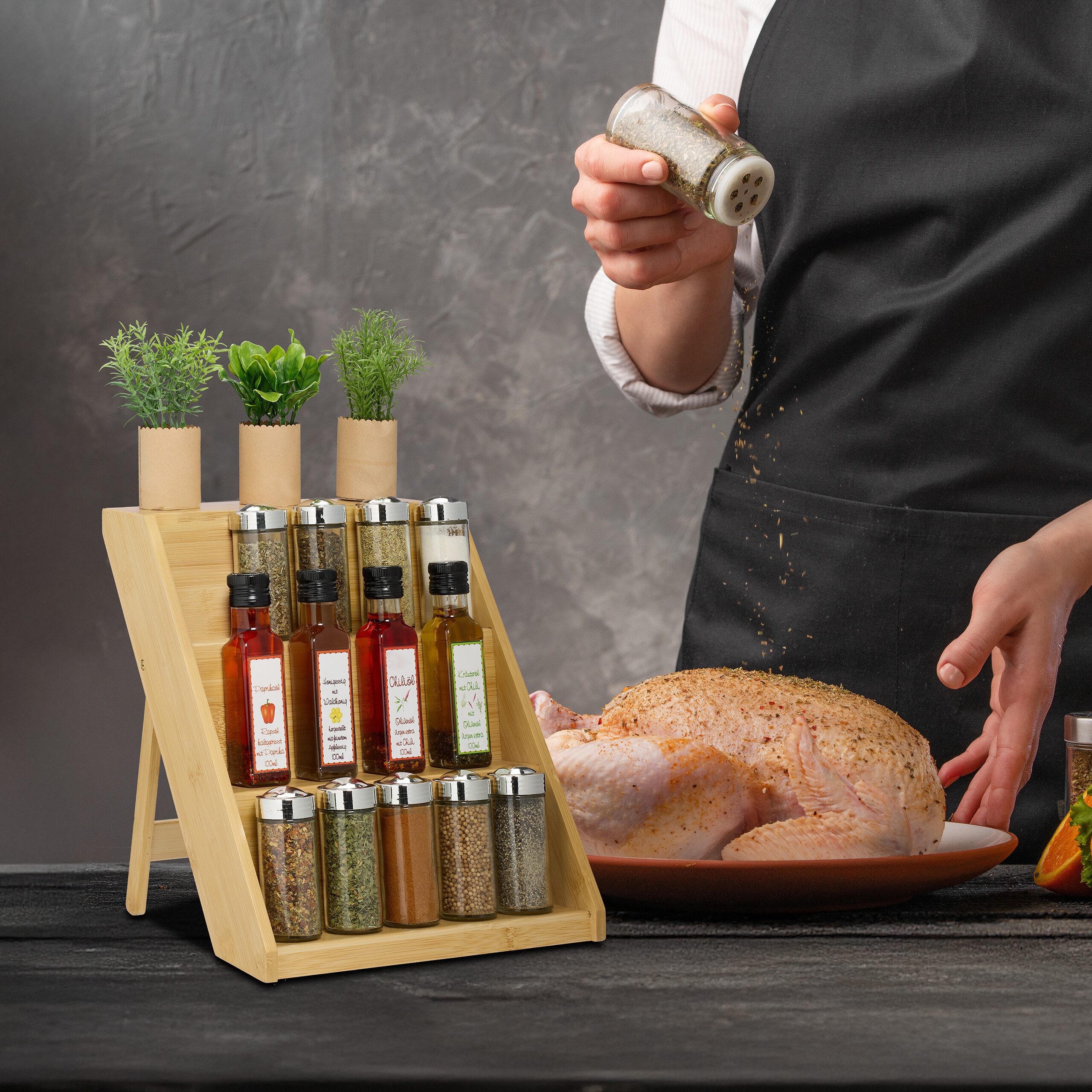 relaxdays Gewürzregal aus Bambus, 1-tlg. günstig online kaufen