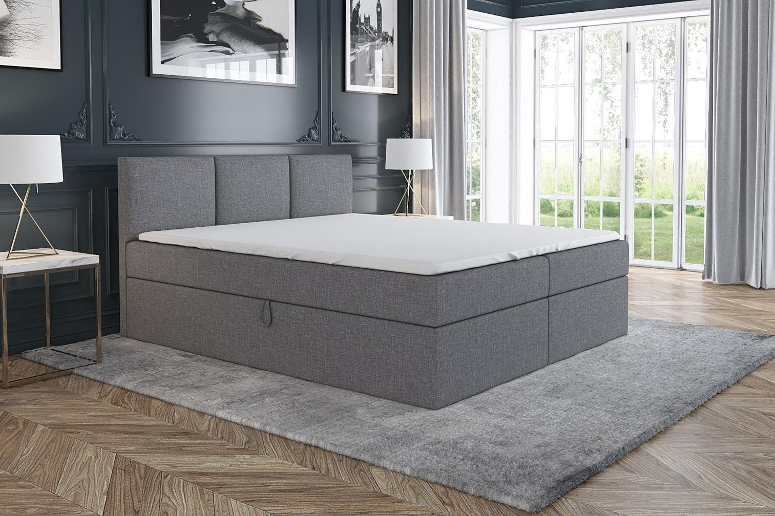 GmbH A&J 2 MöbelLand RICO Topper. 21 mit und SILBER Bettkästen Boxspringbett