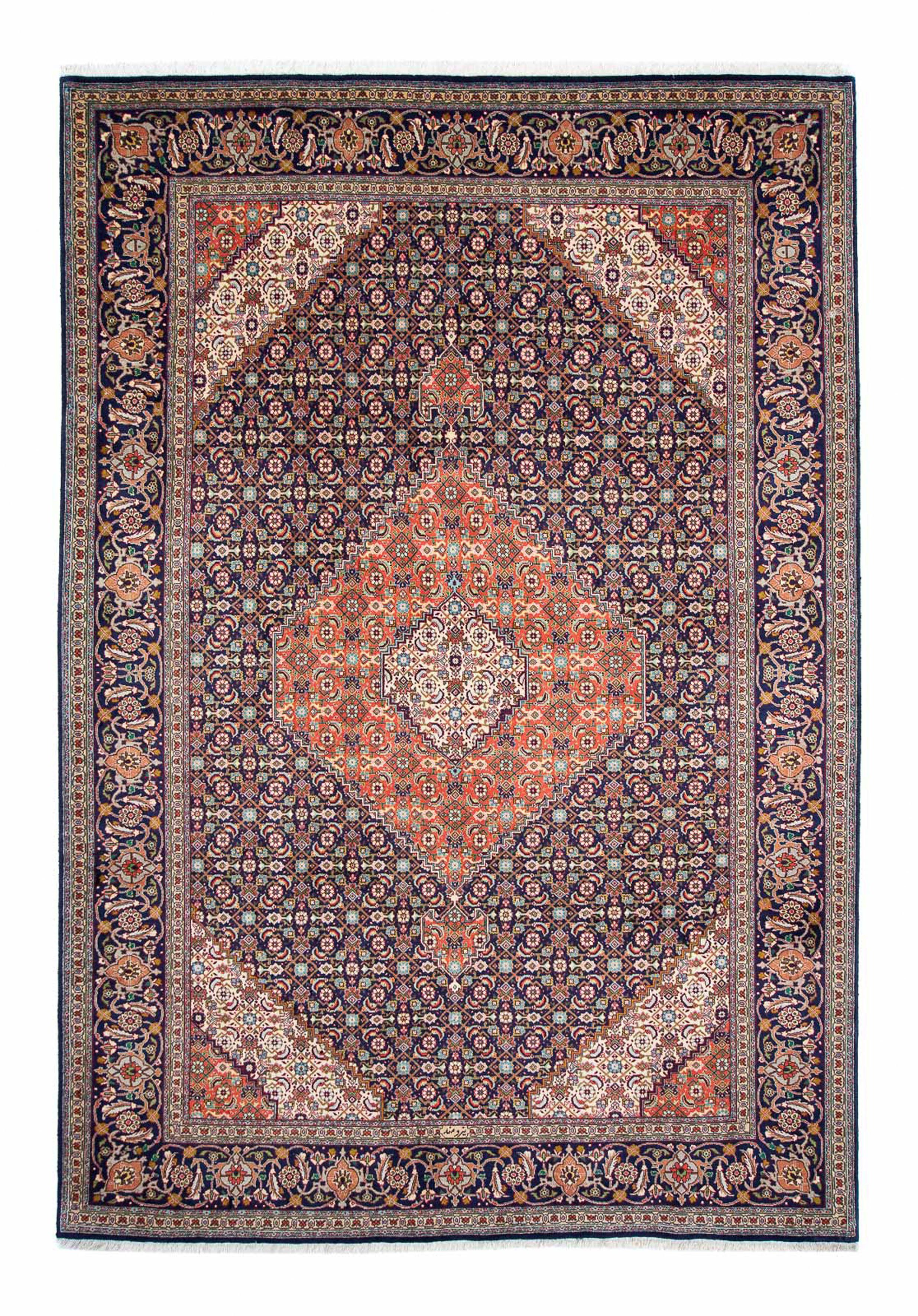 Orientteppich Perser - Zertifikat 10 - 309 Einzelstück rechteckig, Handgeknüpft, - Täbriz cm Höhe: x mm, 209 morgenland, Wohnzimmer, mit dunkelblau
