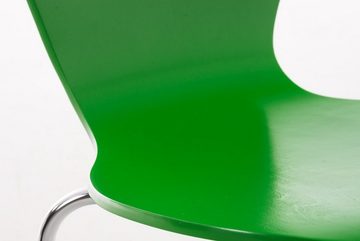 TPFLiving Besucherstuhl Calisso mit ergonomisch geformter Sitzfläche - Konferenzstuhl (Besprechungsstuhl - Warteraumstuhl - Messestuhl), Gestell: Metall chrom - Sitzfläche: Holz grün
