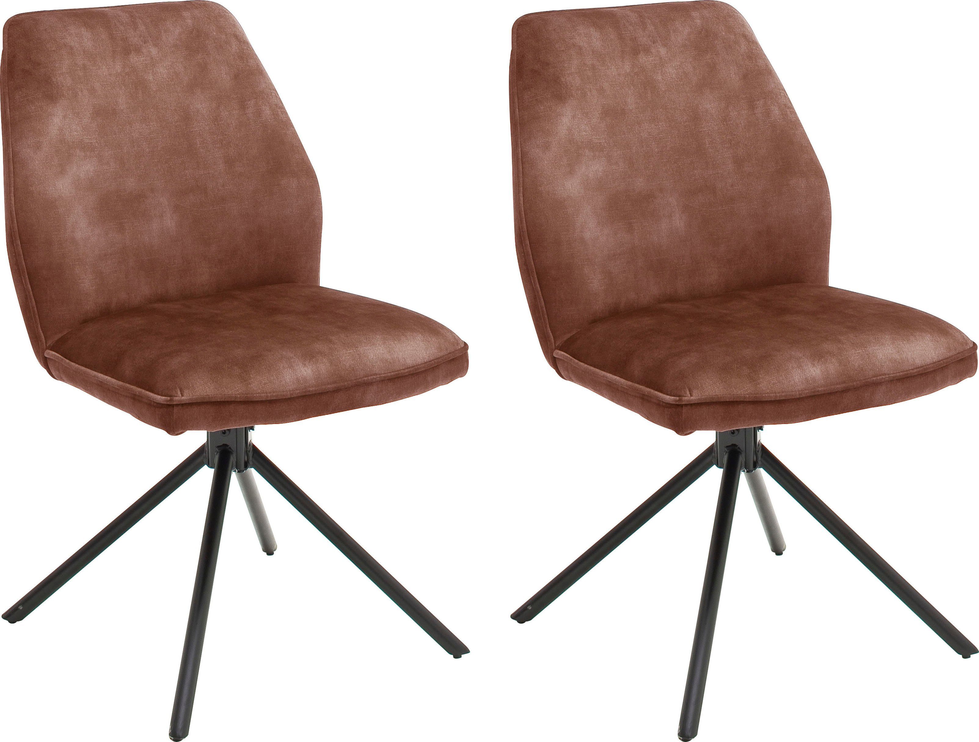 MCA furniture Esszimmerstuhl Ottawa (Set, 2 St), Vintage Veloursoptik mit Keder, Stuhl belastbar bis 120 Kg Rostbraun | Rostbraun | Stühle