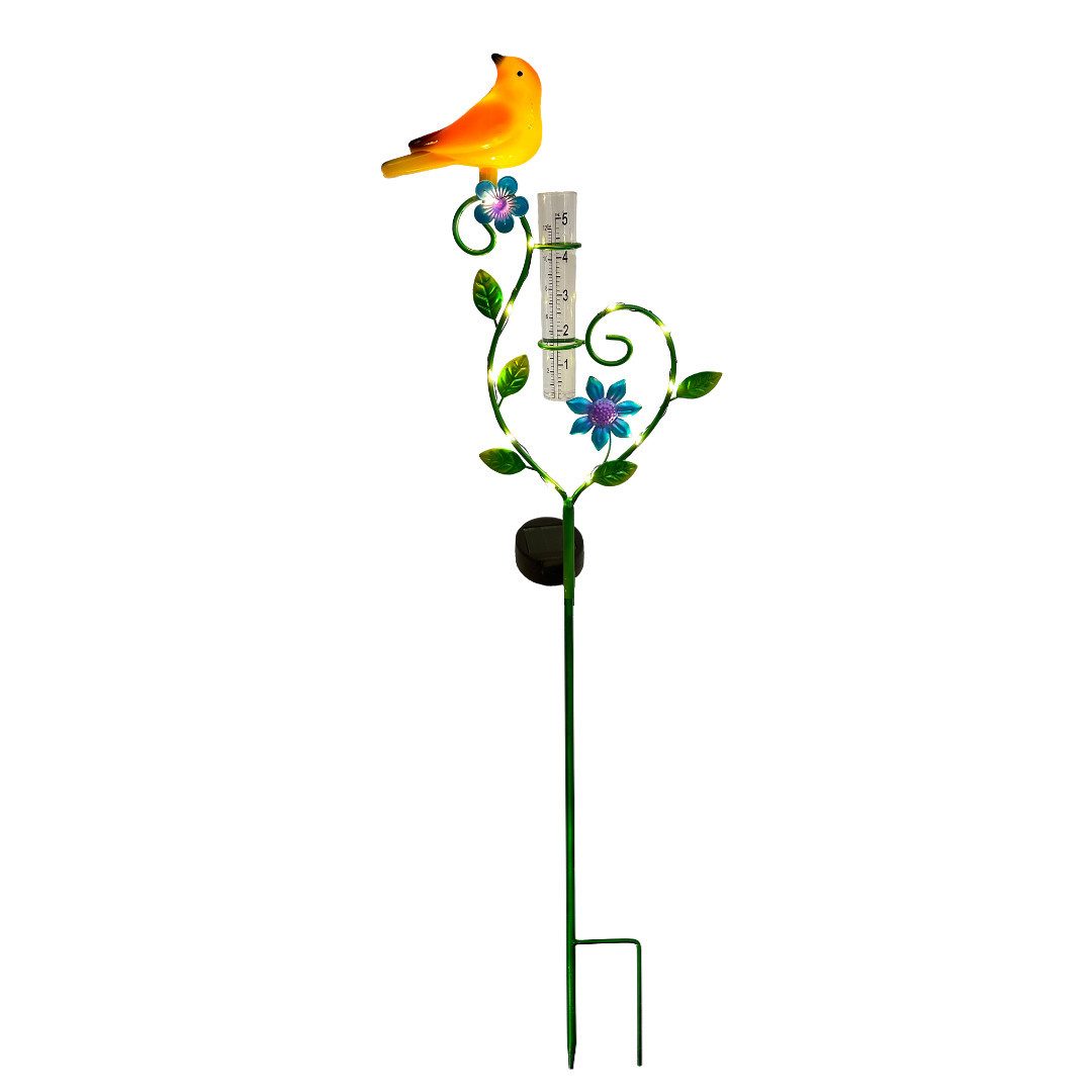 abc HOME Gartenstecker Vogel, LEDs, Solarpanel, Lichtsensor, 80 cm H Regenmesser