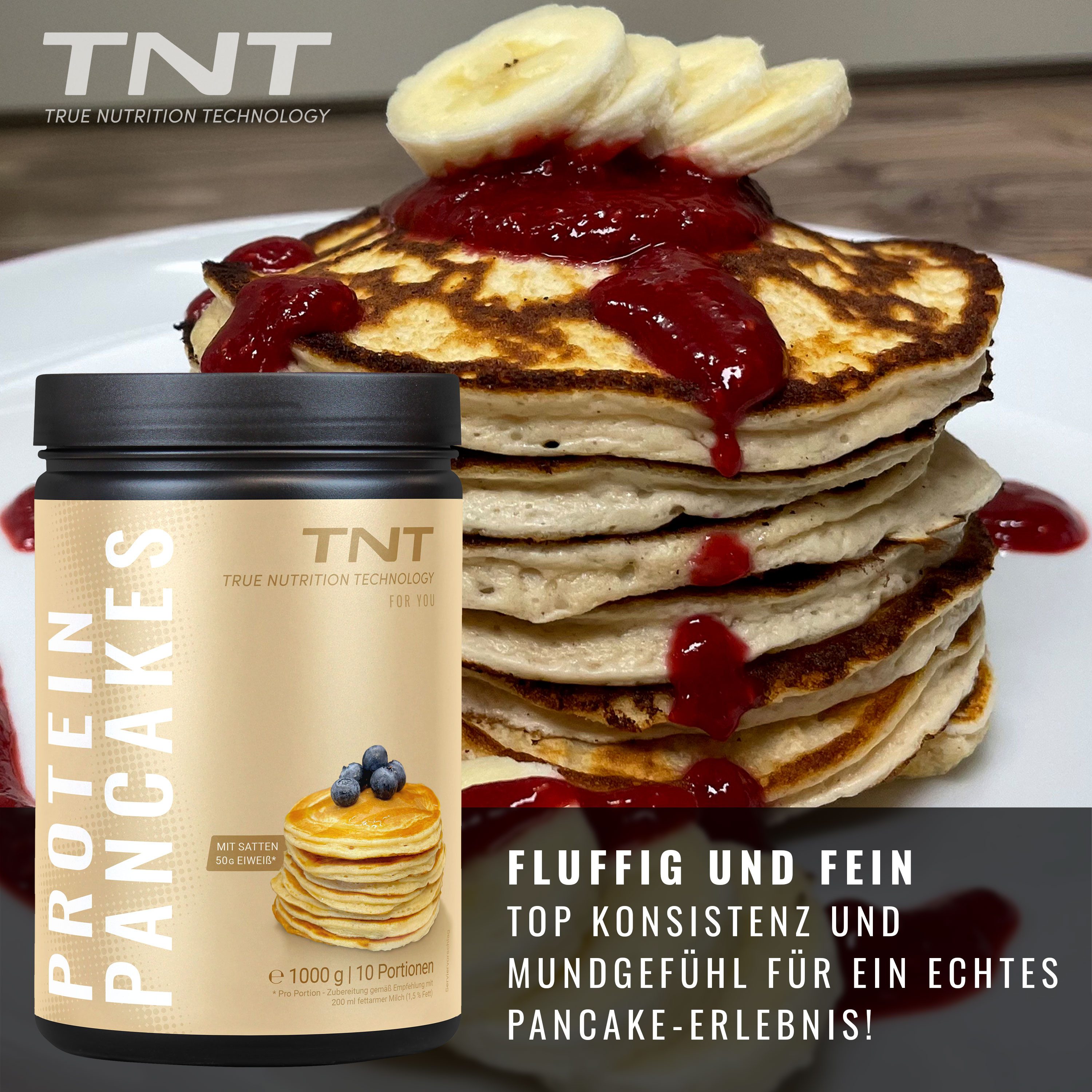 TNT (True Nutrition Technology) Protein Pancakes - Schnell zubereitet, guter Geschmack. High Protein. Pulver, 1 er 1000 g, High-Protein