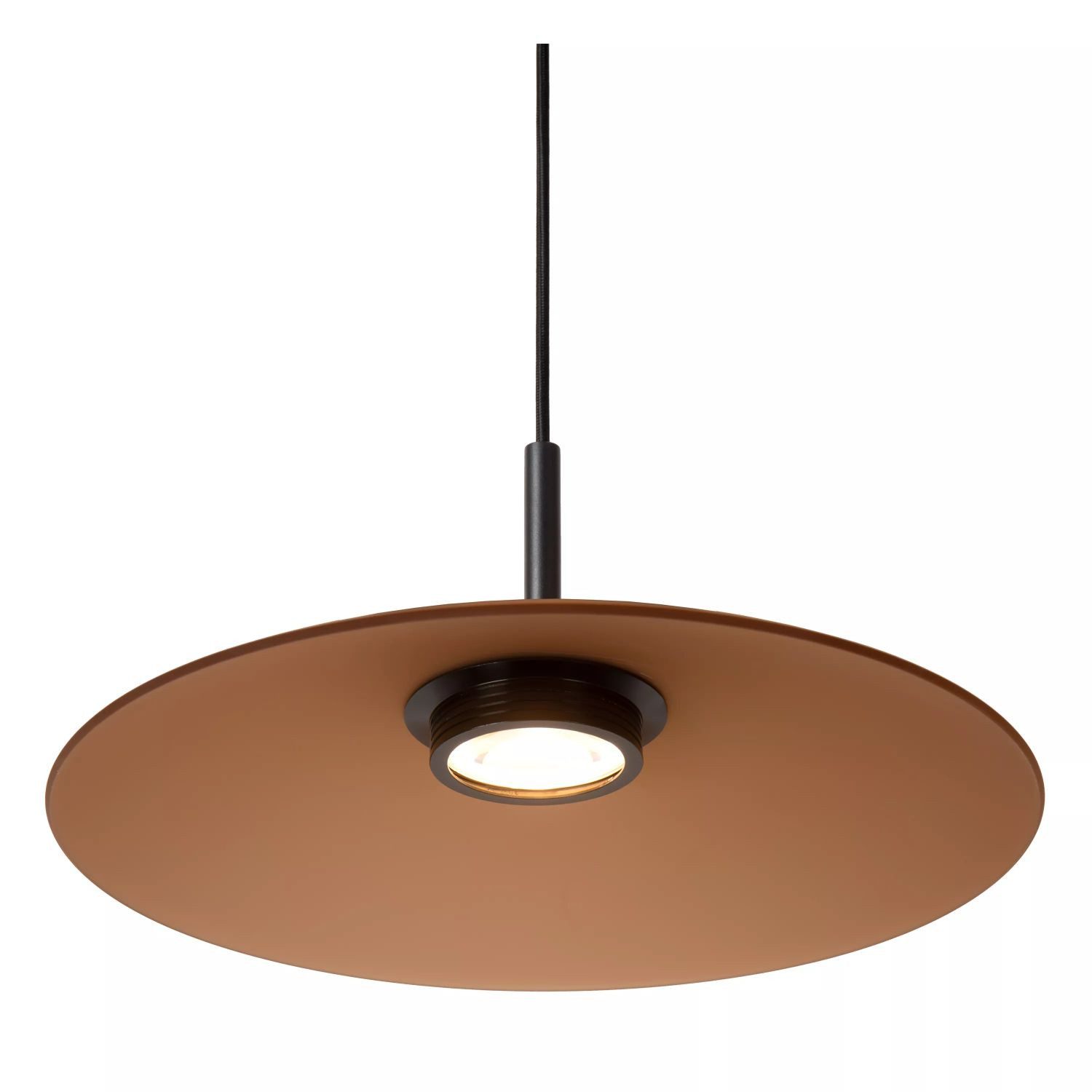 Licht-Erlebnisse Pendelleuchte SOMAR, LED fest integriert, Warmweiß, Metall Rauchglas LED D: 40 cm rund H: max. 150 cm Schwarz Bernstein