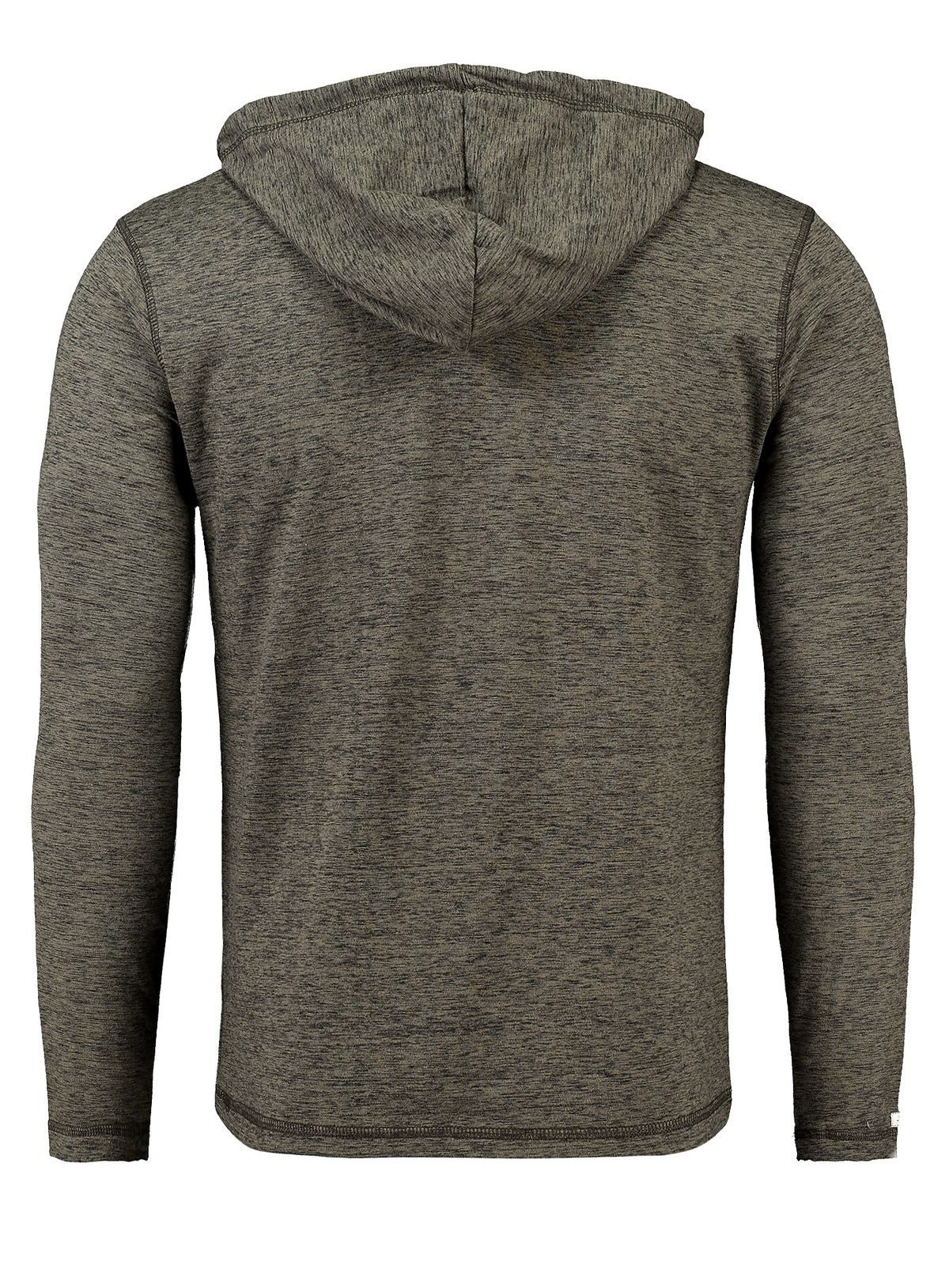 Key Largo Henleyshirt für Herren Jesse Longsleeve hoody Sweatshirt mit Kapuze MLS00058 mit Knopfleiste meliert langarm slim fit