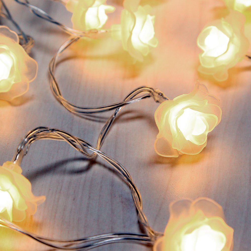 etc-shop Dekolicht, 20x LED Lichter Ketten Rosen Blüten Weihnachts Deko Beleuchtung