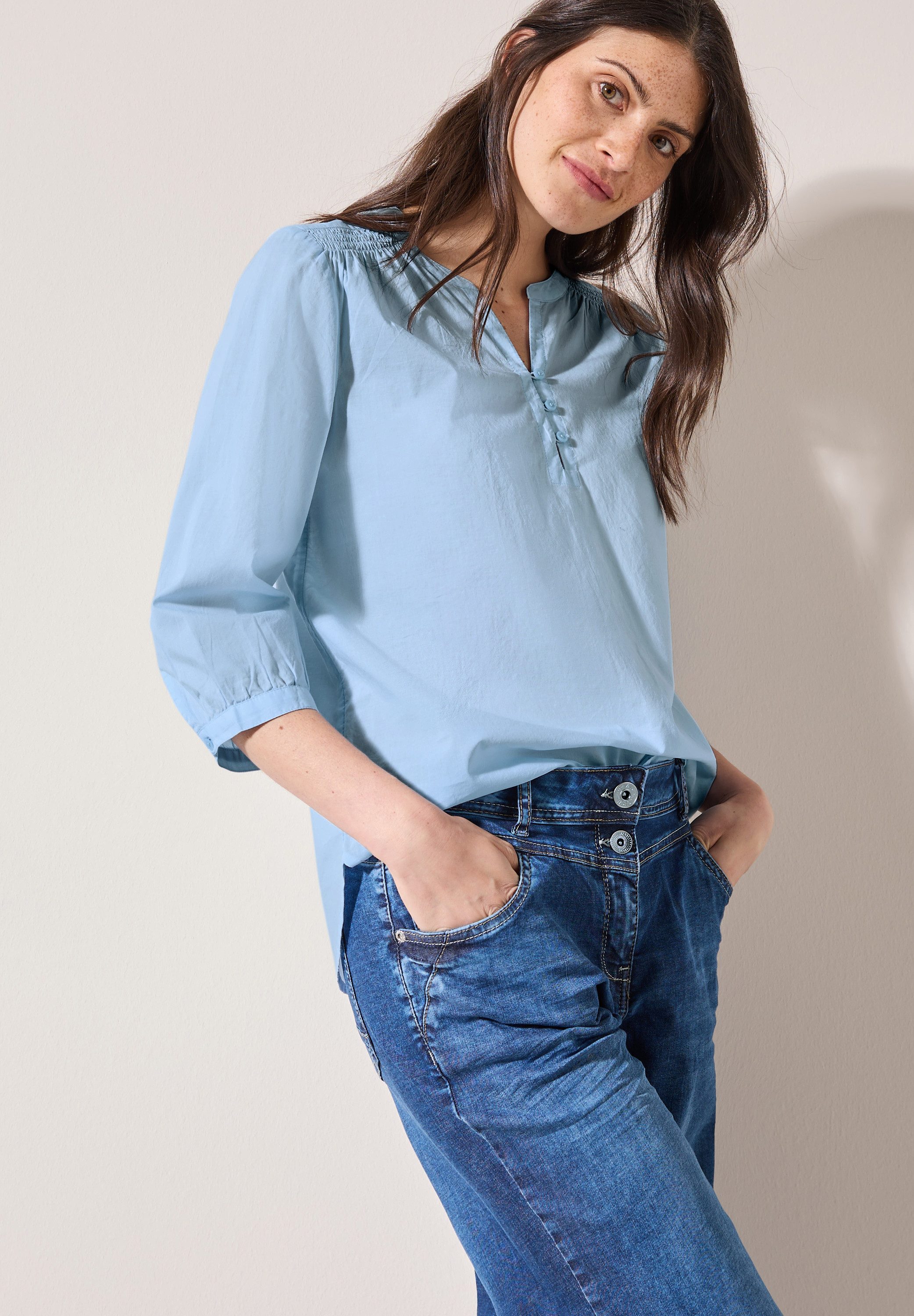 CECIL Klassische Bluse mit Smock-Detail günstig online kaufen