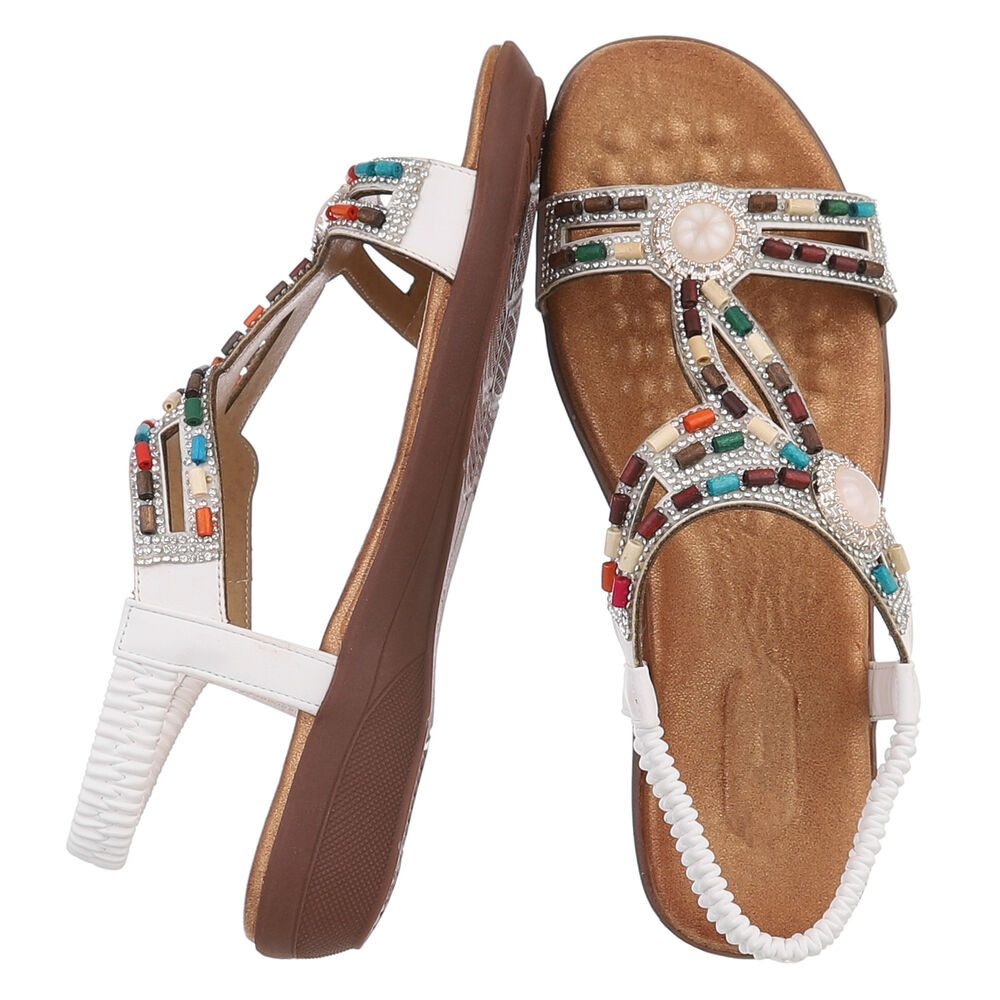 Ital-Design Bequeme Damen-Sandalen mit Perlenverzierungen – günstig online kaufen