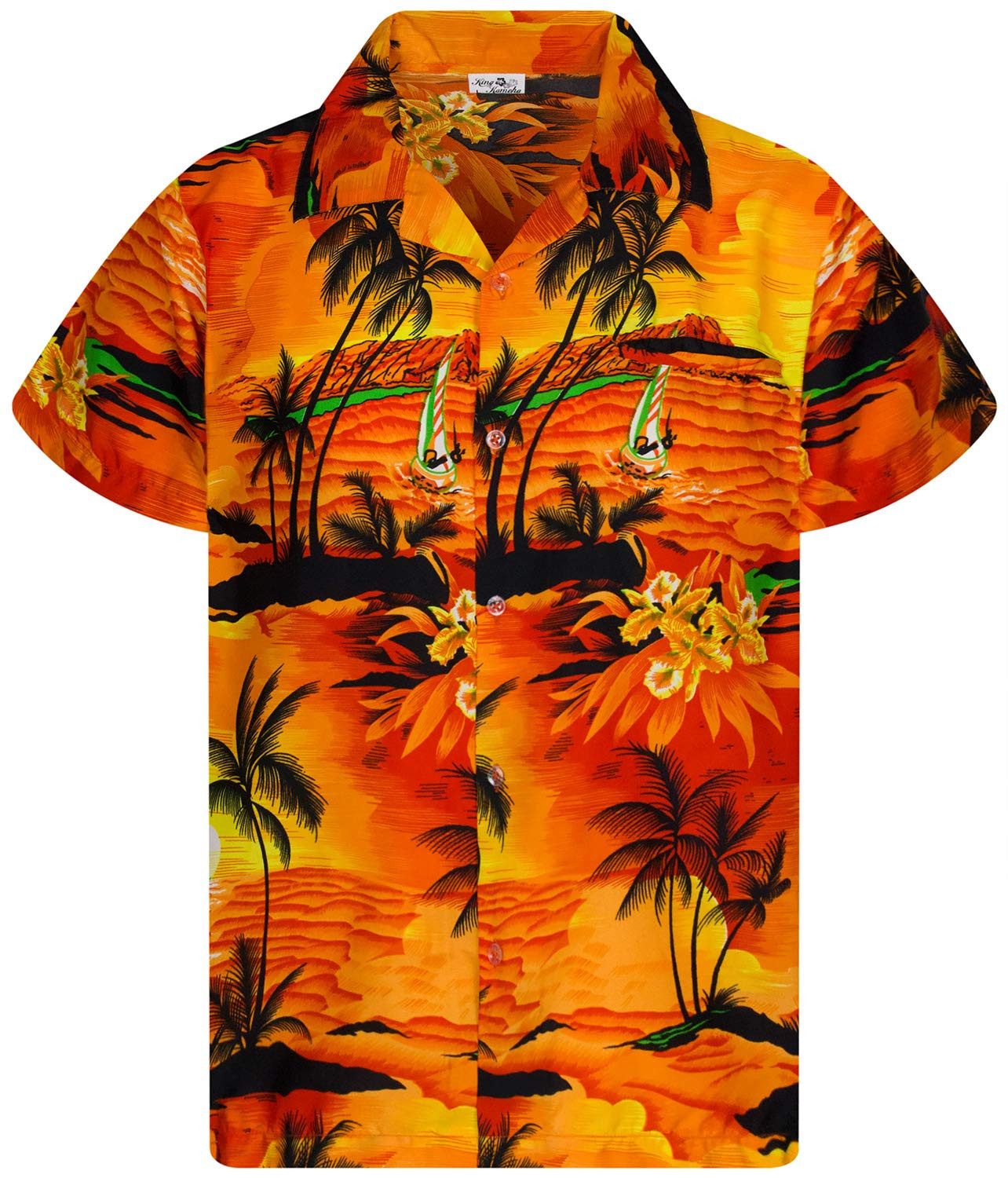 King Kameha Hawaiihemd Surf Kids Funky Hawaii-Hemd Kinder Kurzarm Front-Tasche Unisex