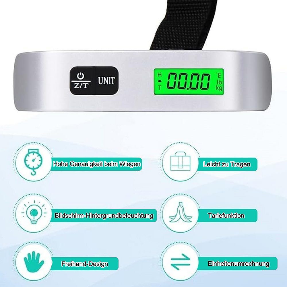 DESUO Kofferwaage Gepäckwaage Digitale Kofferwaage 50kg / 110lb für Reisen Familienleben