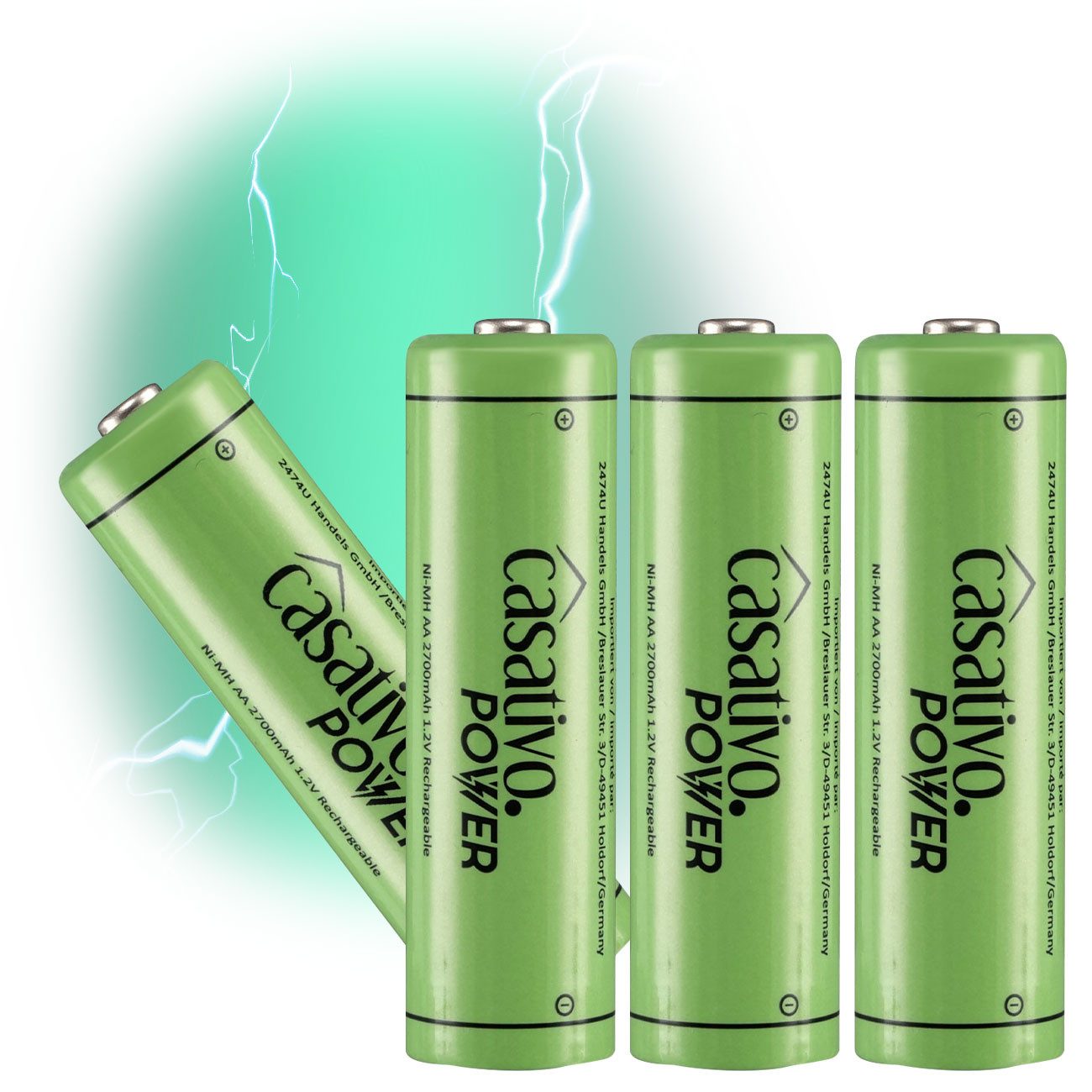 Casativo NiMH AA Akkus 2700mAh Premium Mignon 1.2V 1000x ladbar mit Case Akku Mignon, 2700mAh/1.2V/NiMH AA Mignon/Inkl. Box/1000x ladbar/Umweltfreundlich