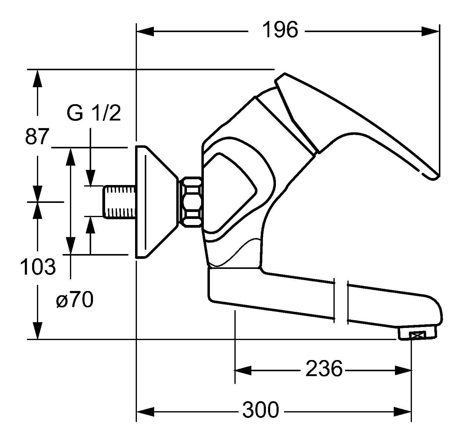 HANSA Care® Hansamix Strahlregler Wasch-/Spültisch-Einhand-Wandbatterie Waschtischarmatur