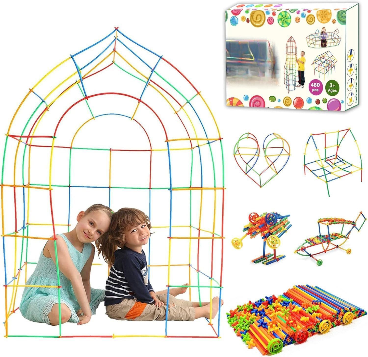 LA CUTE Bauspielzeug Konstruktionsset 480 Teile Stecksystem Kinder Spielbau günstig online kaufen