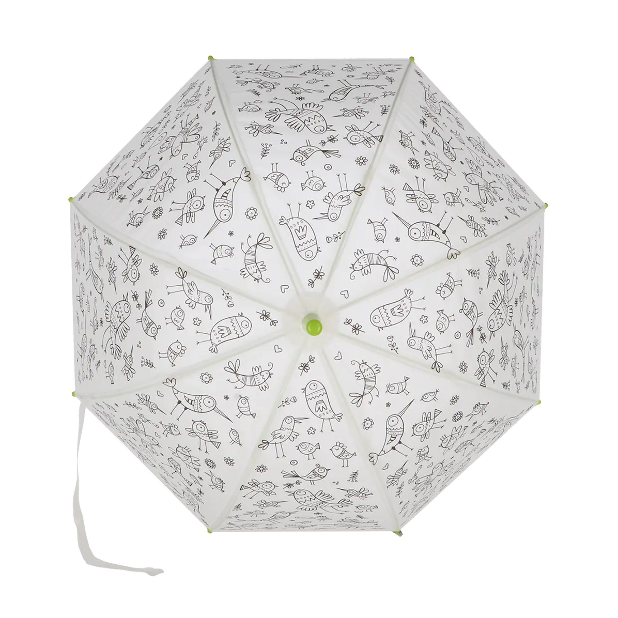 esschert design Stockregenschirm PIY Regenschirm Vögel zum Bemalen Kinder Regenschutz bunt