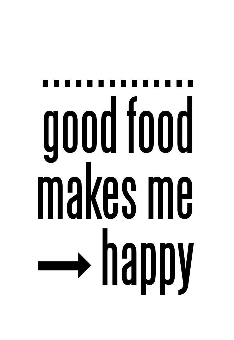 queence Wanddekoobjekt Good food makes me - happy, Schriftzug auf Stahlblech