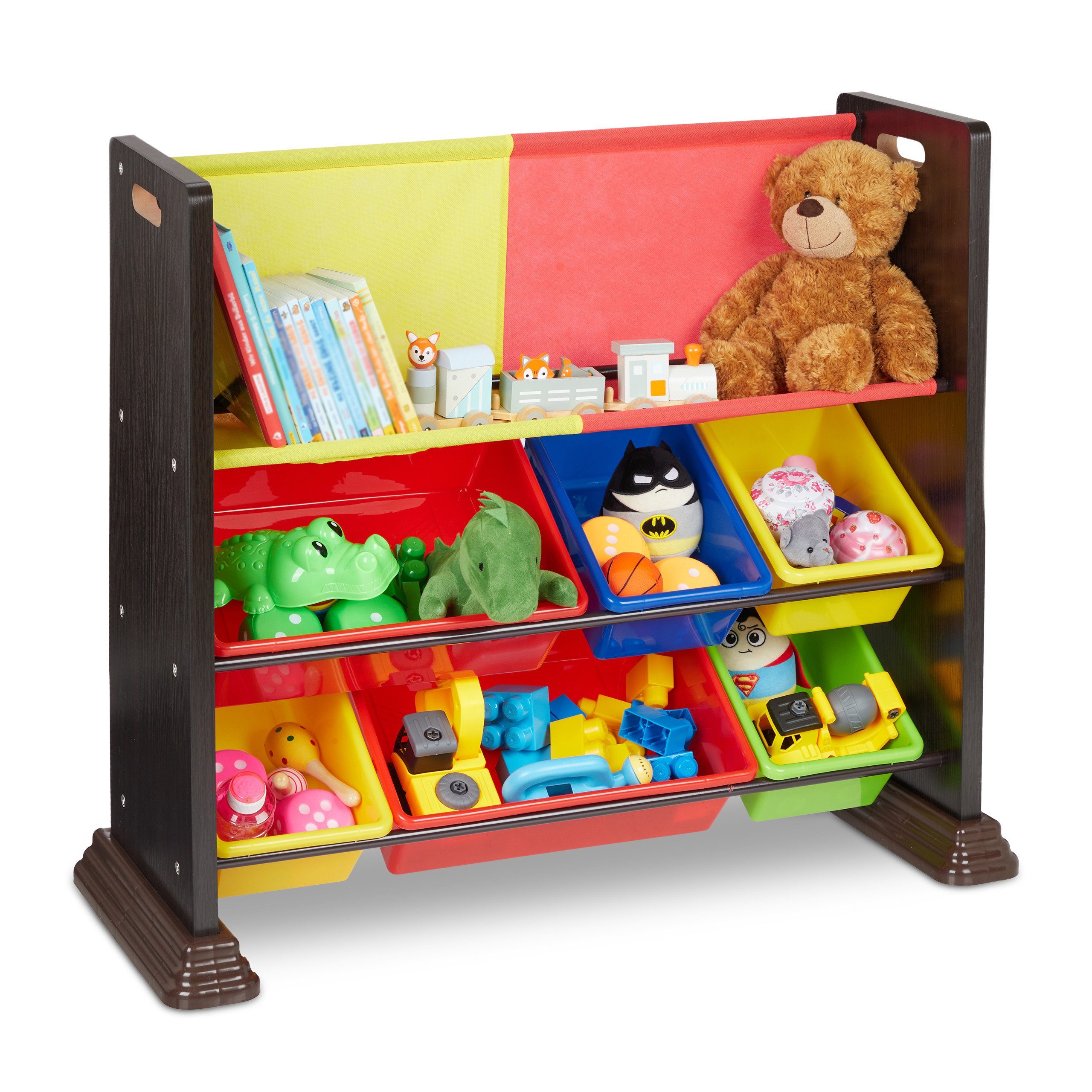 relaxdays Standregal Kinderregal mit Aufbewahrungsboxen