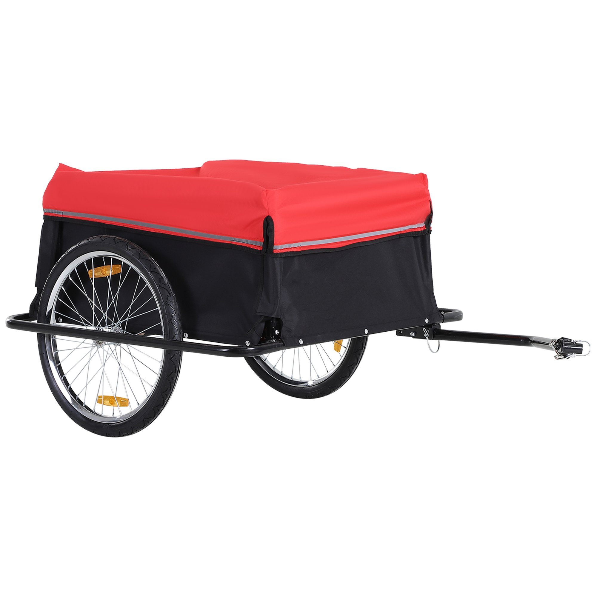 HOMCOM Fahrradlastenanhänger Lastenanhänger Transportanhänger Lasten-Fahrradanhänger Schwarz+Rot, 140L x 88B x 60H cm