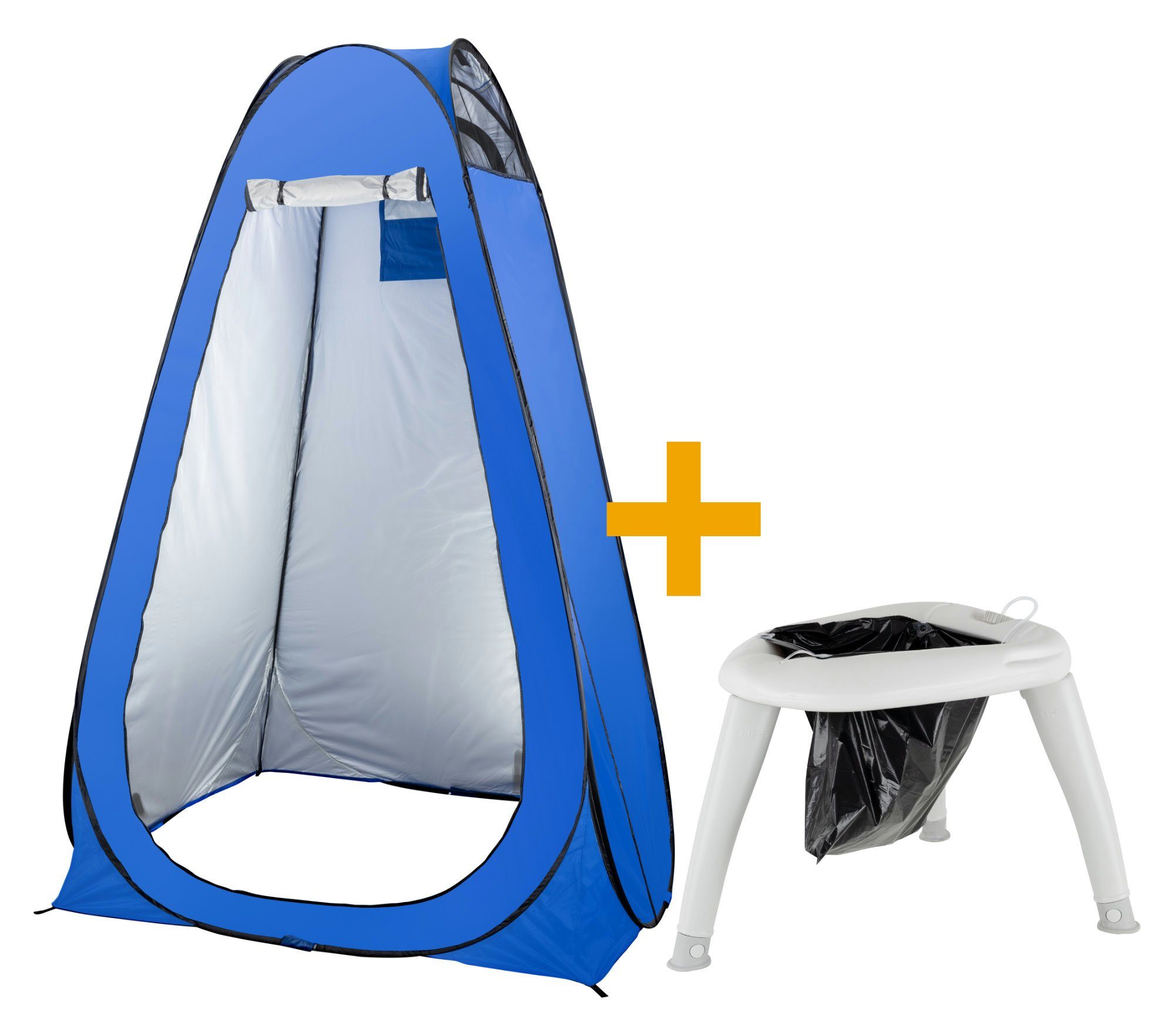 Stagecaptain Campingtoilette Quixie Toilet - Festival- und Reisetoilette, (Quixie Privacy Set, 2-St., inkl. Sichtschutz-Zelt & 10 Auffangbeutel), für Kinder und Erwachsene - Mit Handwaschsprayer